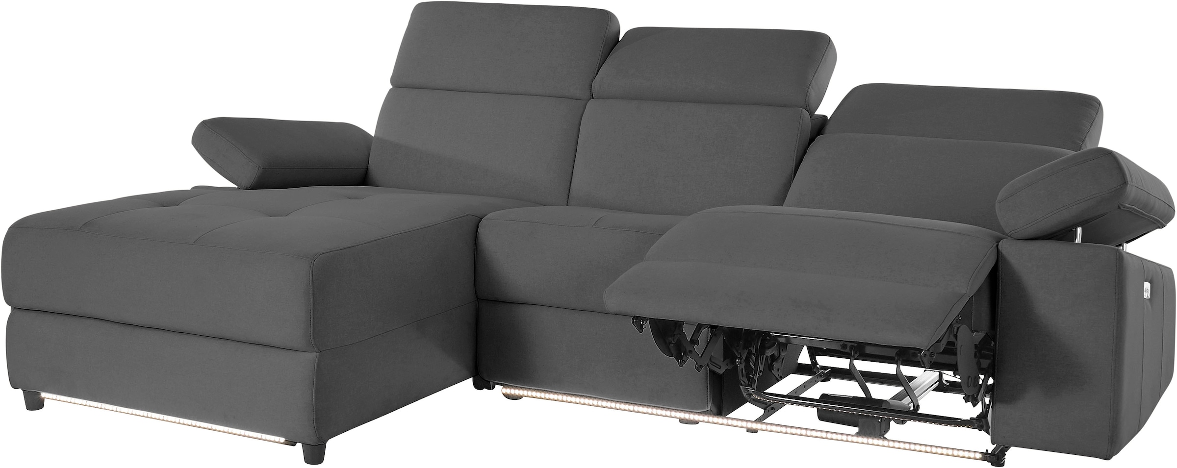 Places of Style Ecksofa »Kilado, L-Form,«, mit Relaxfunktion, verstellbarer Armlehne, Kopfteilverstellung