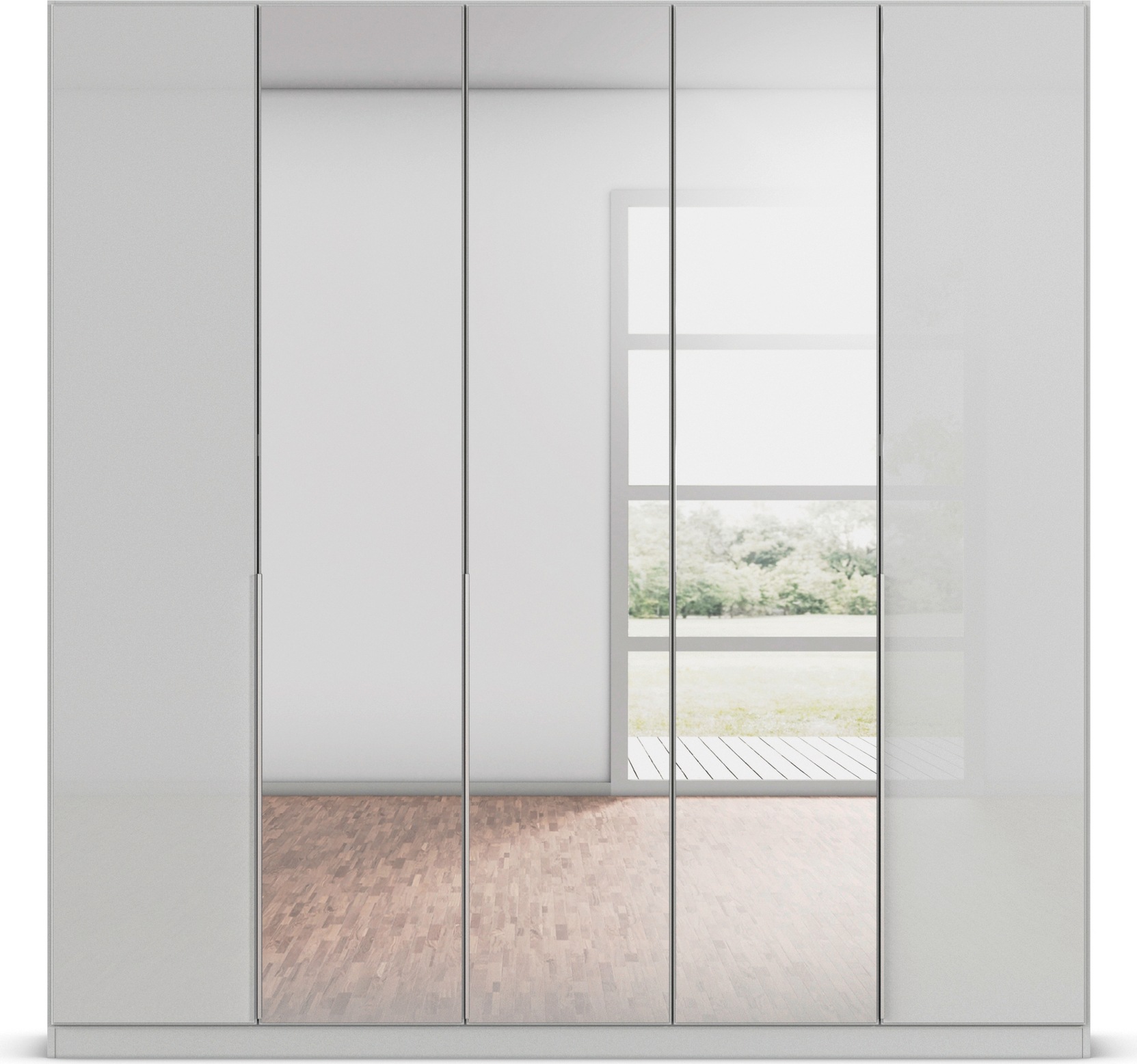 rauch Drehtürenschrank »Kleiderschrank Kleiderschränke Schrank Garderobe AGORDO mit Glasfront«, (in zwei Griff-Farben), durchdachte Innenausstattung, in 6 Breiten und 2 Höhen MADE IN GERMANY