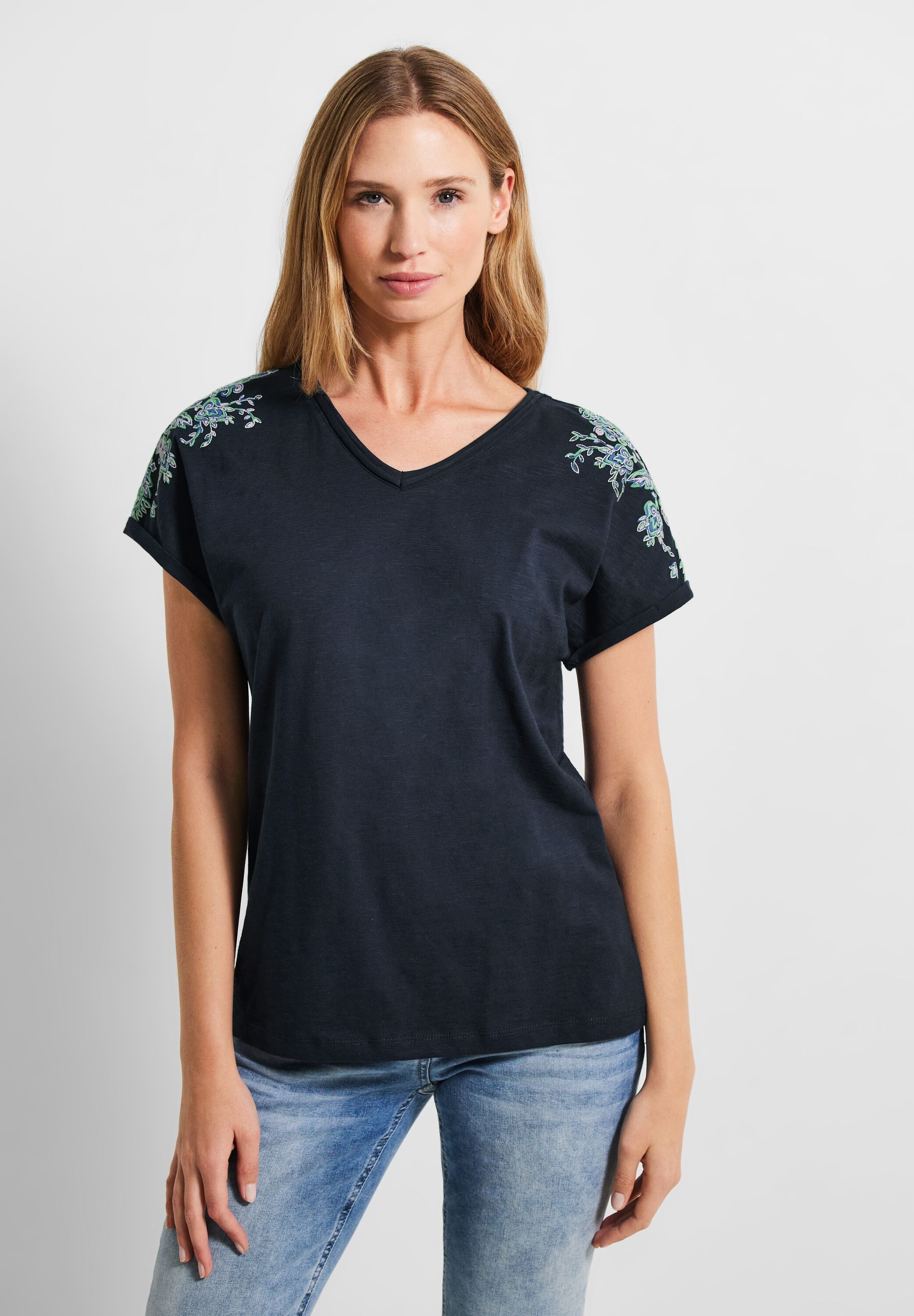 Cecil V-Shirt, aus Baumwolle reiner online BAUR | bestellen