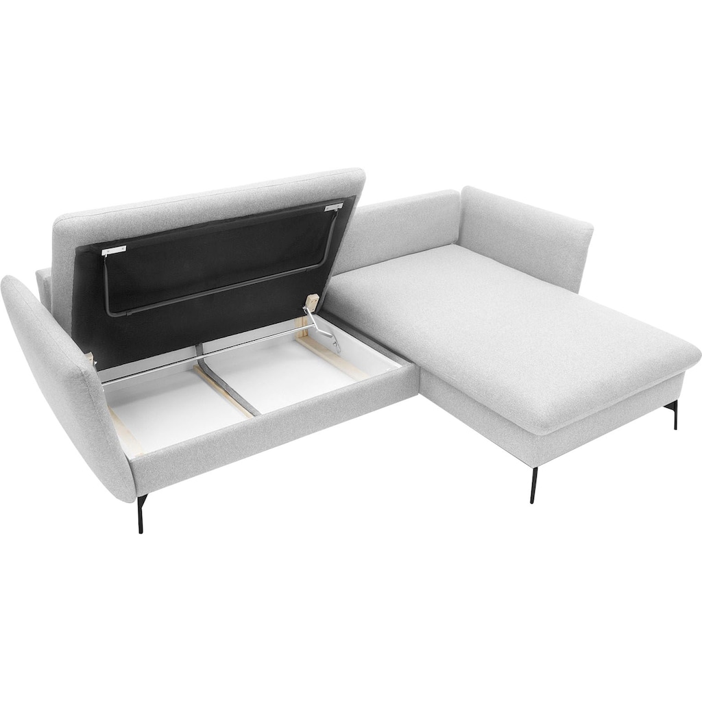 andas Ecksofa »LIVORNO,258 cm, L-Form,«, Schlaffunktion u. Bettkasten (139/224cm), Samt, Struktur, Webstoff