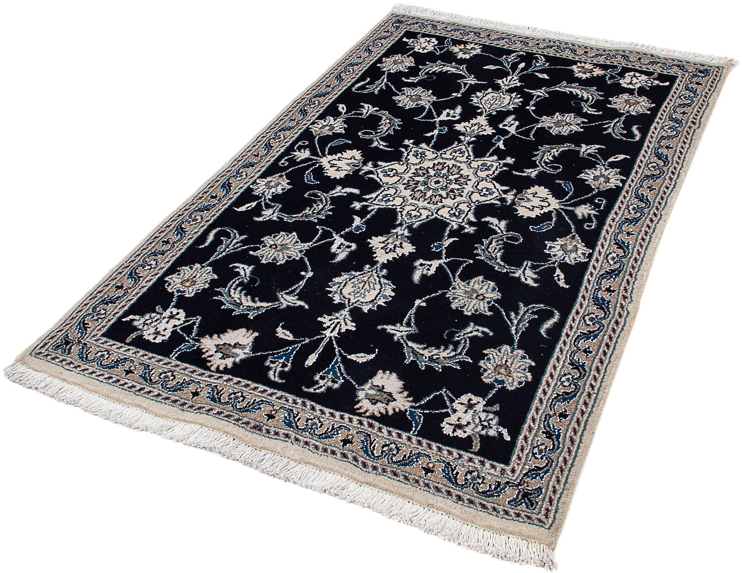 morgenland Orientteppich "Perser - Nain - 151 x 95 cm - dunkelblau", rechteckig, 10 mm Höhe, Wohnzimmer, Handgeknüpft, E