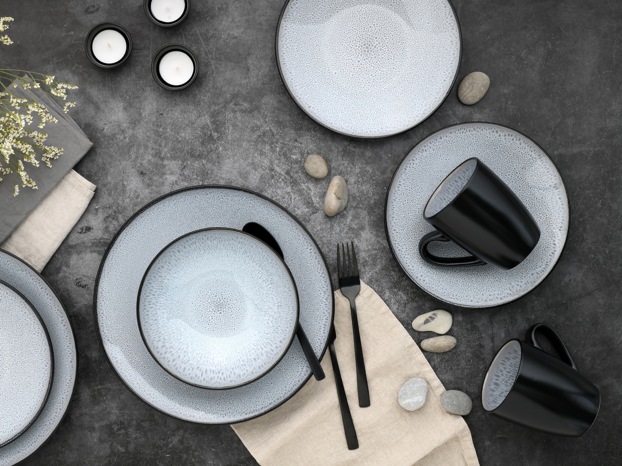 my home Kombiservice »modernes Geschirr-Set, Service Grönvik«, (Set, 16 tlg.), mit Reaktivglasur, spülmaschinengeeignet & mikrowellengeeignet
