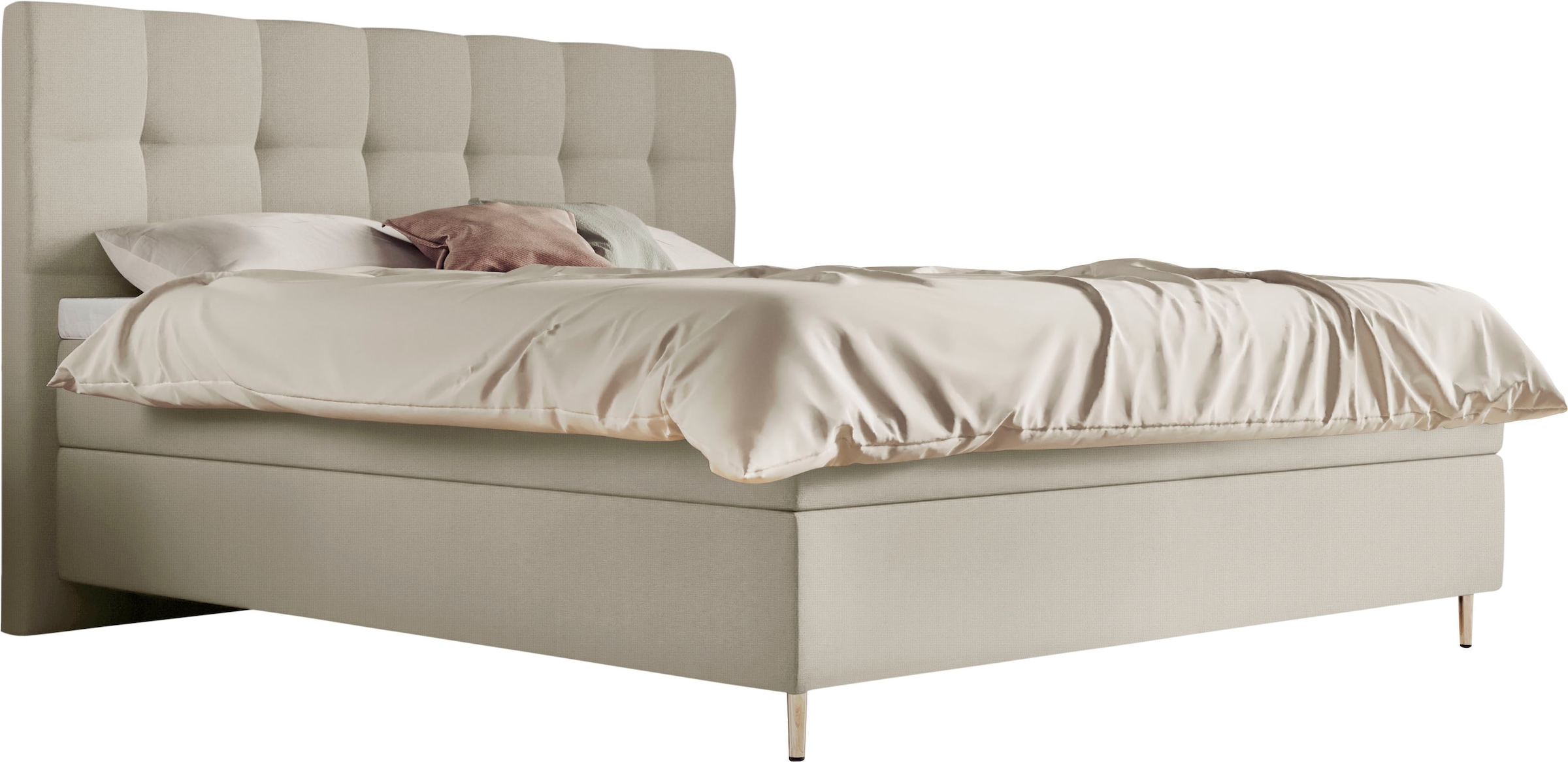 Boxspringbett »Aida«, inklusive GELTEX® Next Topper, Metallfuß chrome, niedriges Kopfteil