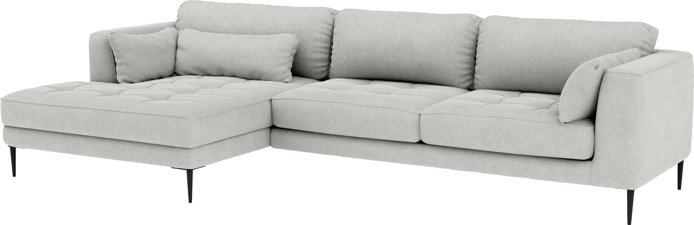 Ecksofa TRENDMANUFAKTUR "Luzi, wahlweise mit Schlaffunktion & Bettkasten., L-Form", grau, B:280cm H:80cm T:168cm, 92% Polyester, 8% Nylon, Sofas, Ecksofa, Designsofa mit tollem Sitzkomfort, Metallfüße schwarz, Breite 280 cm 8