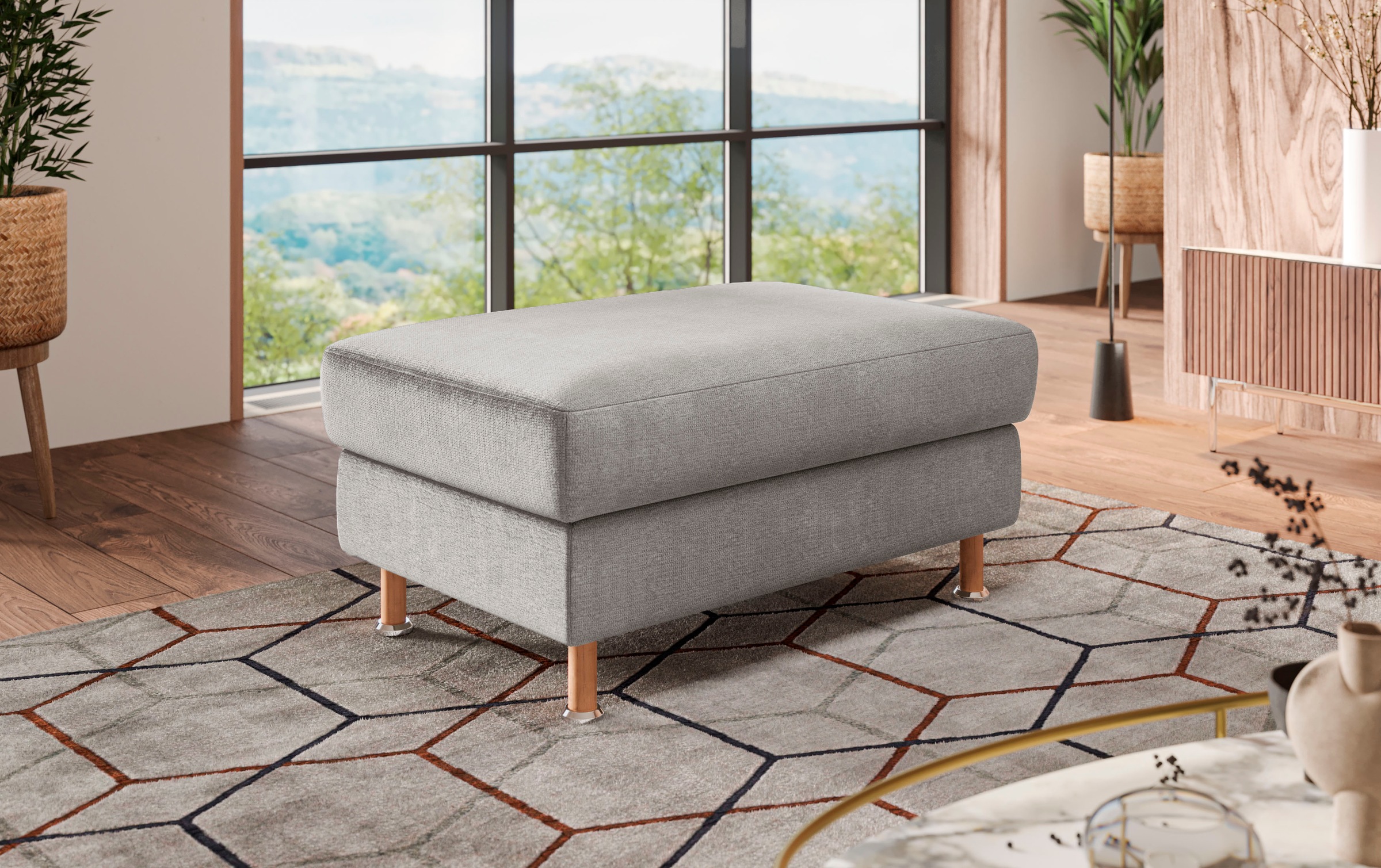 OTTO home Polsterhocker "Calypso" Holzfuesse mit Metallteller