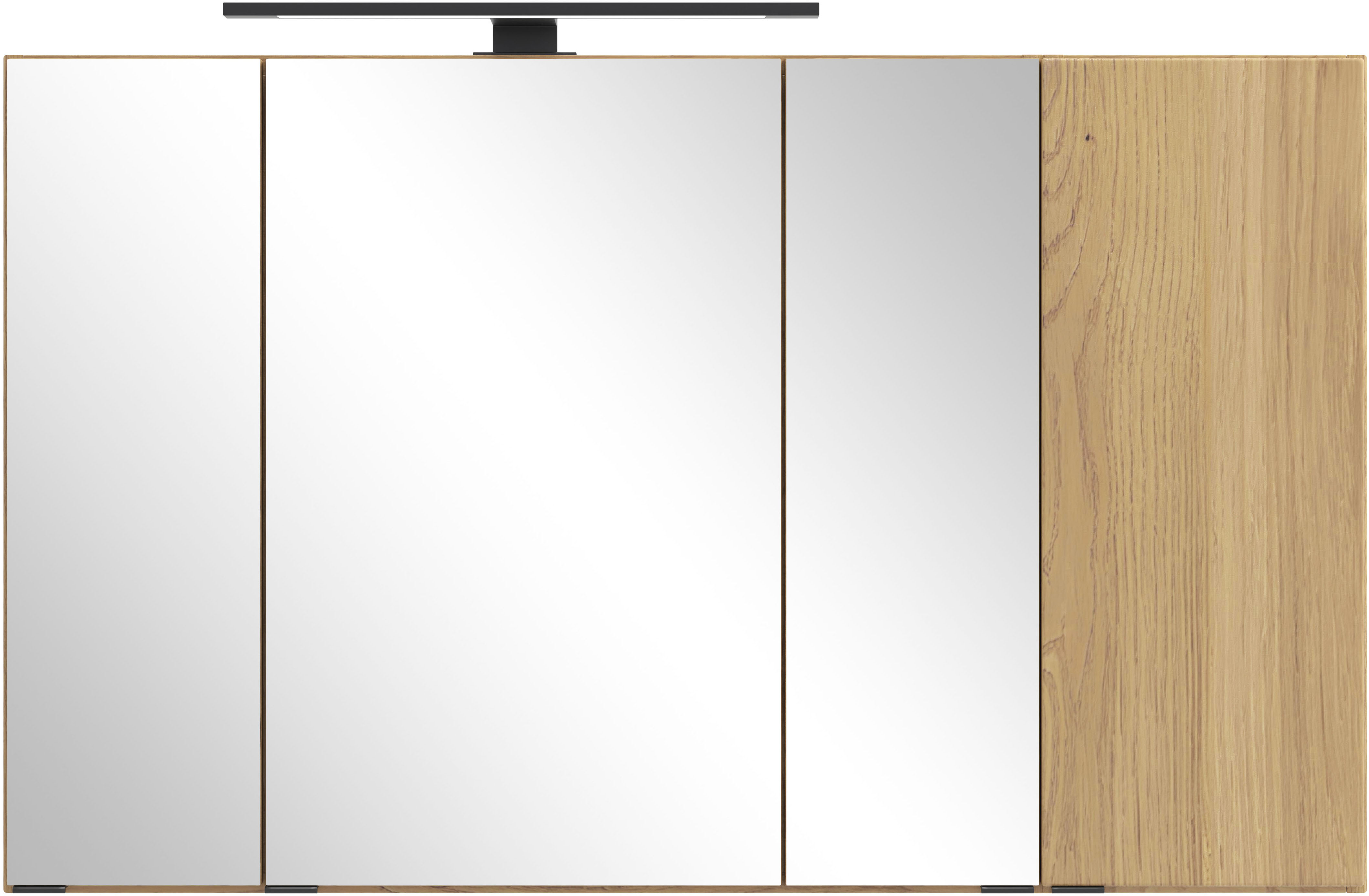 welltime Spiegelschrank "MAILAND, gedämpfte Scharniere, LED-Aufbauleuchte" Maße (B/H/T): ca. 105/64/20 cm, Wildeiche, LED-Aufbauleuchte, gedämpfte Scharniere
