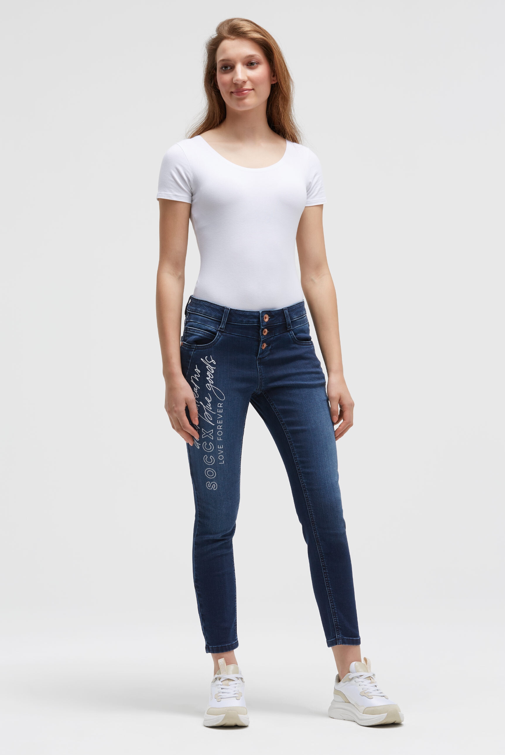 SOCCX Slim-fit-Jeans, mit verkürztem Bein