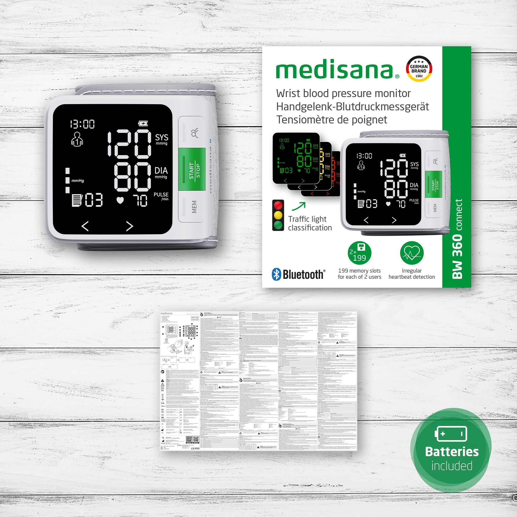 Medisana Handgelenk-Blutdruckmessgerät »BW 360« zert. Medizinprodukt, Farbskala, je 199 Speicherungen für 2 Benutzer