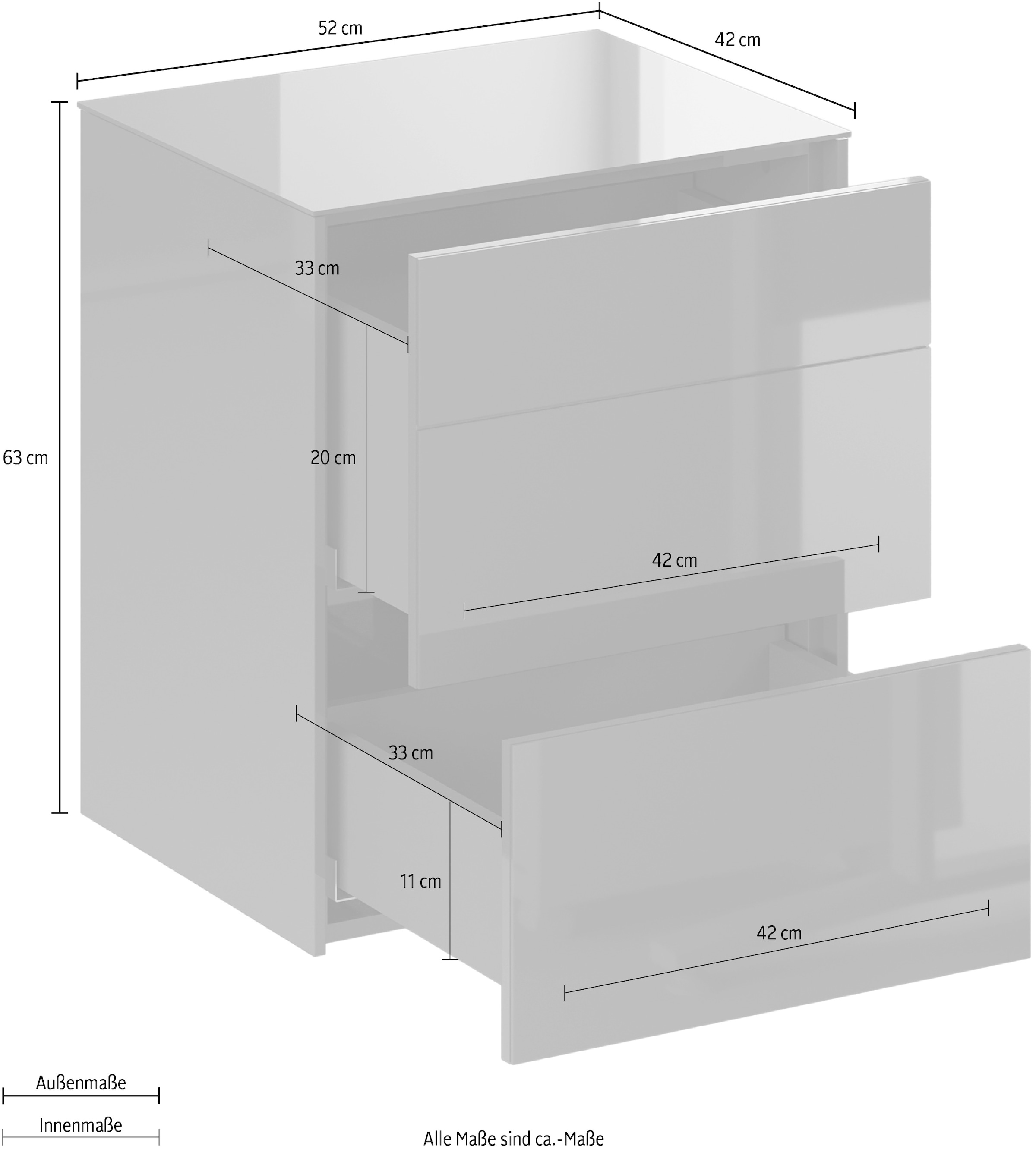 Mäusbacher Kommode Kommode BHT 52/63/42 cm, Push to open, Front+Oberplatte=Glas