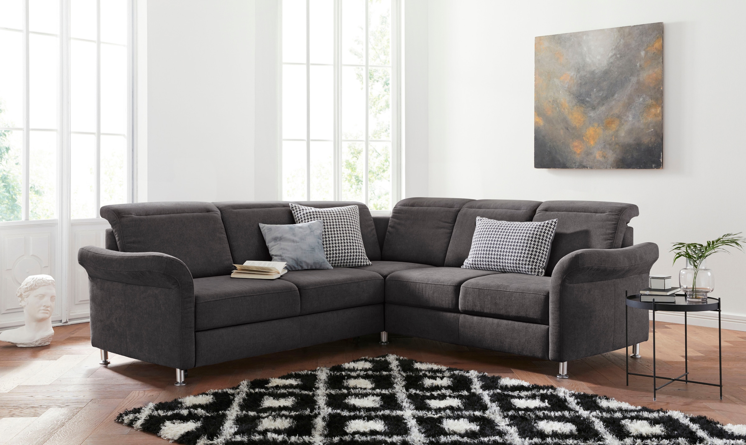 sit&more Ecksofa "Darwin L-Form" inklusive Federkern, wahlweise mit Kopfteilverstellung, Schlaffunktion