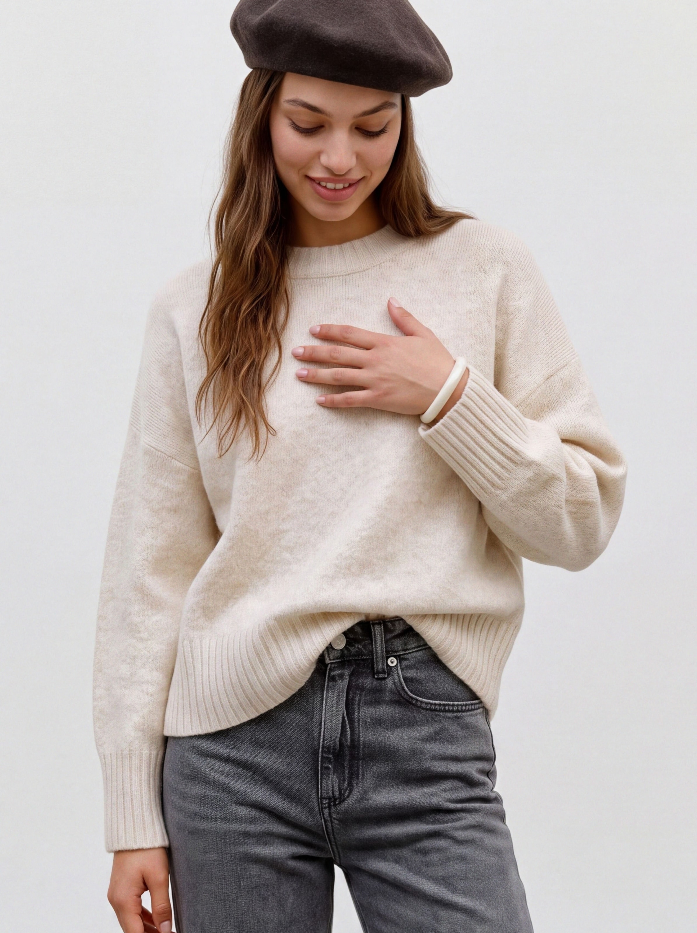 TOPSHOP Rundhalspullover »TSDAISY LS KNITTED JUMPER KNT NOOS« Materialmix, kürzer geschnitten