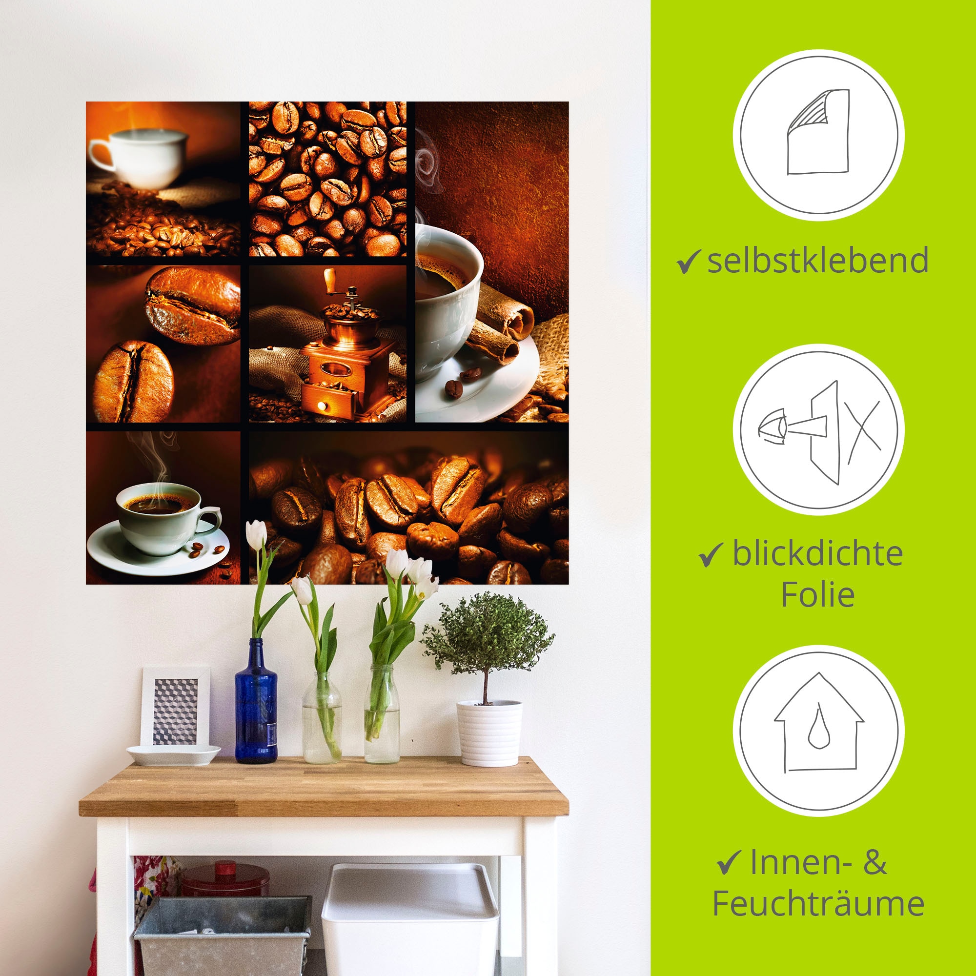 Artland Wandbild »Kaffee Collage«, Getränke, (1 St.), als Leinwandbild, Poster, Wandaufkleber in verschied. Größen