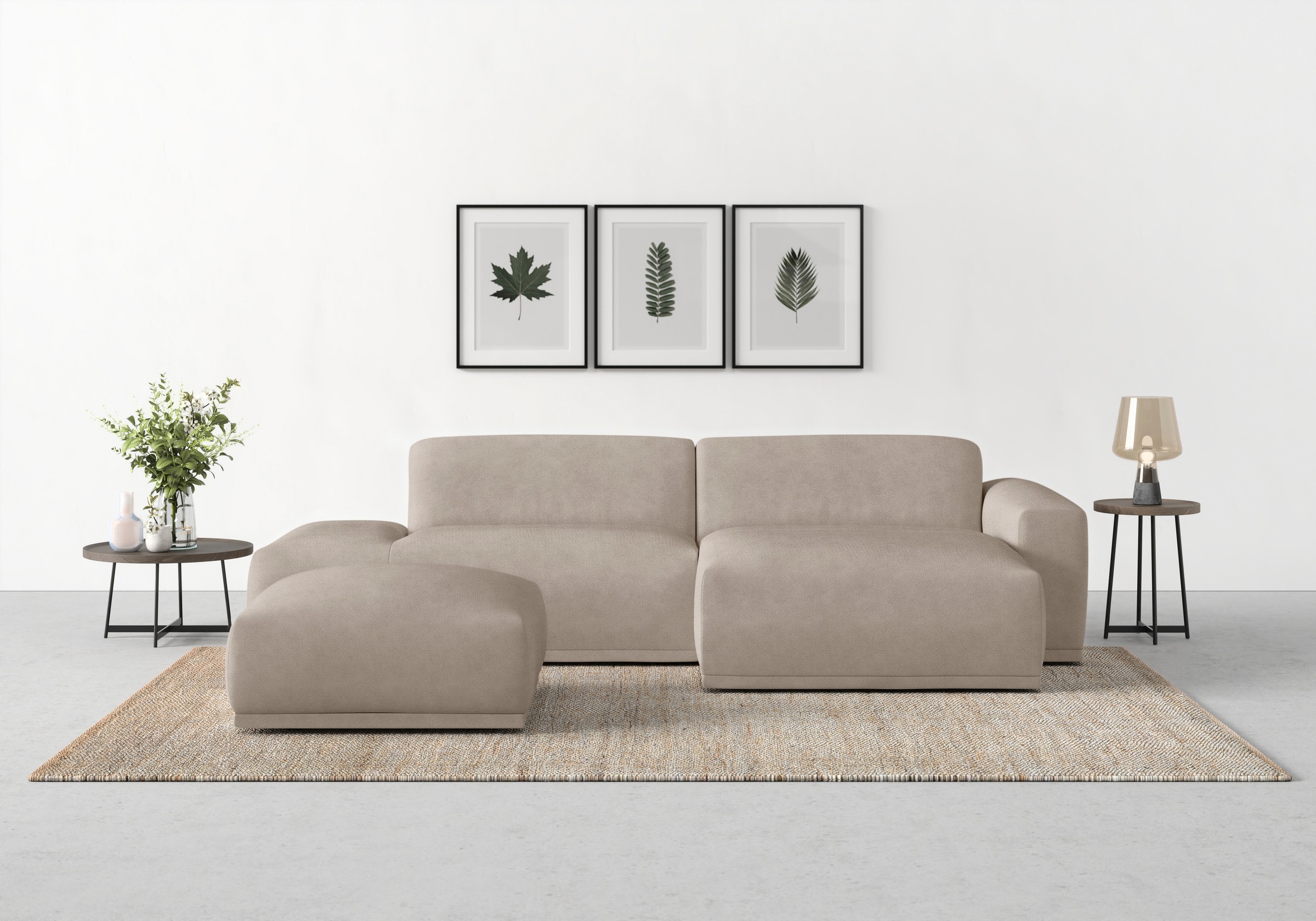 TRENDMANUFAKTUR Ecksofa Braga, aus 2 Teilen, moderner Cord-Stoff