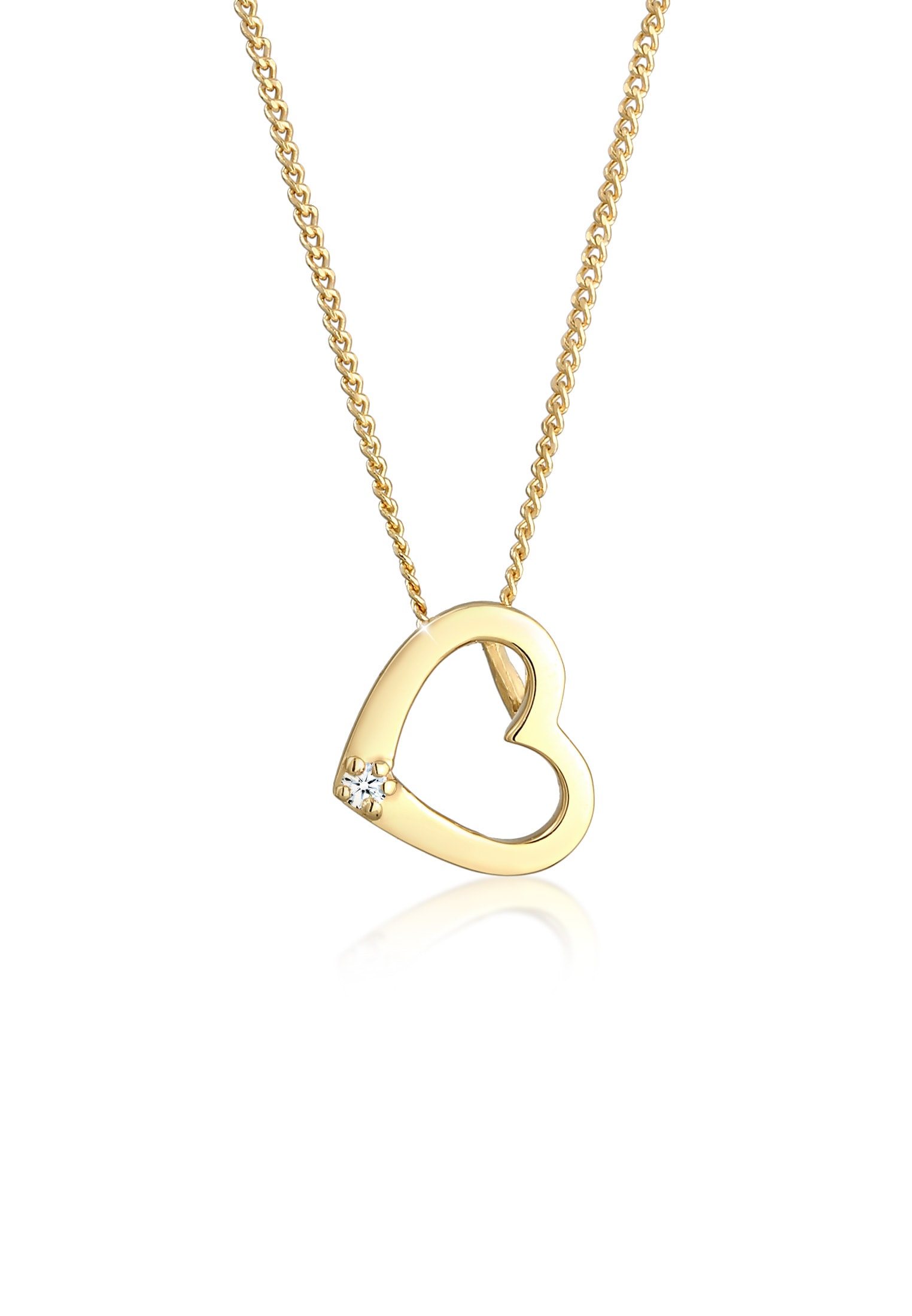 Elli DIAMONDS Collierkettchen »Herz Liebe Diamant (0.015 ct.) Love 585 Gelbgold«