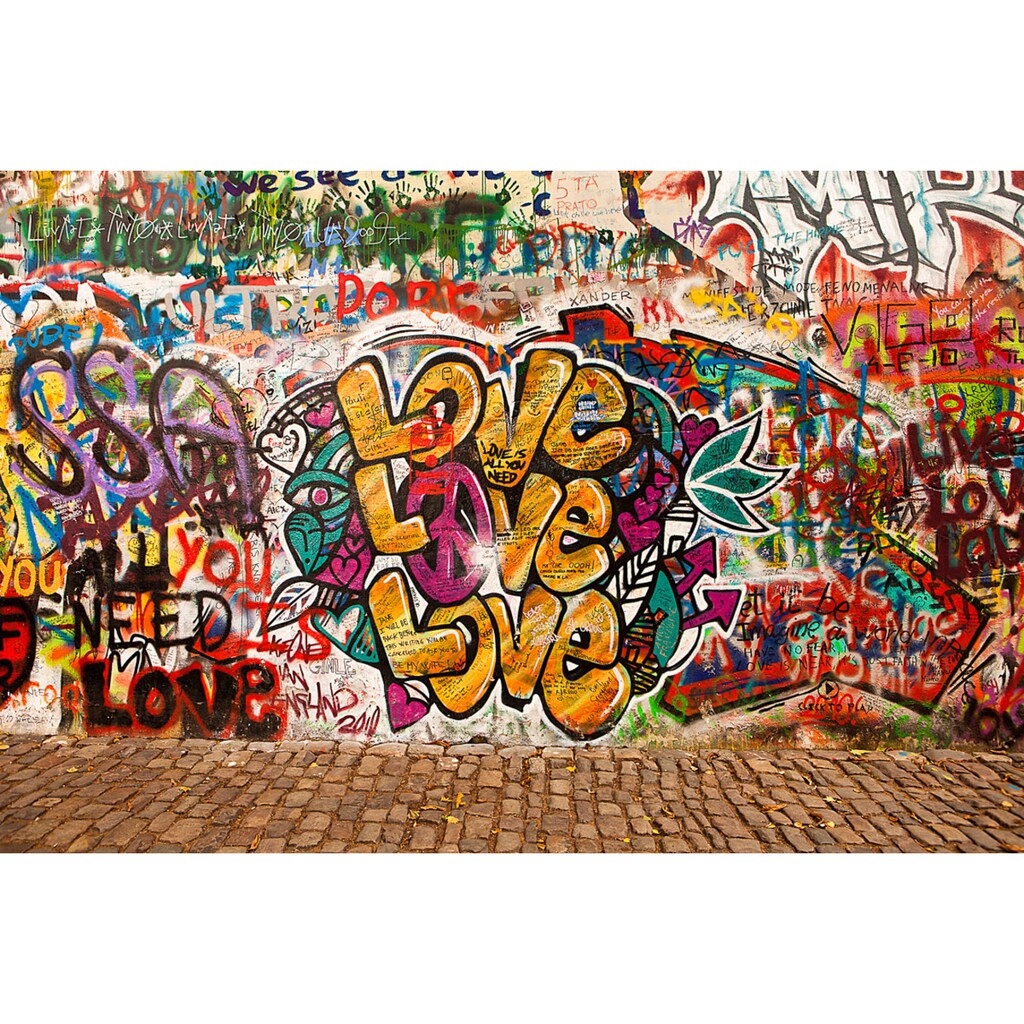 Papermoon Fototapete »Love Graffiti Wand«