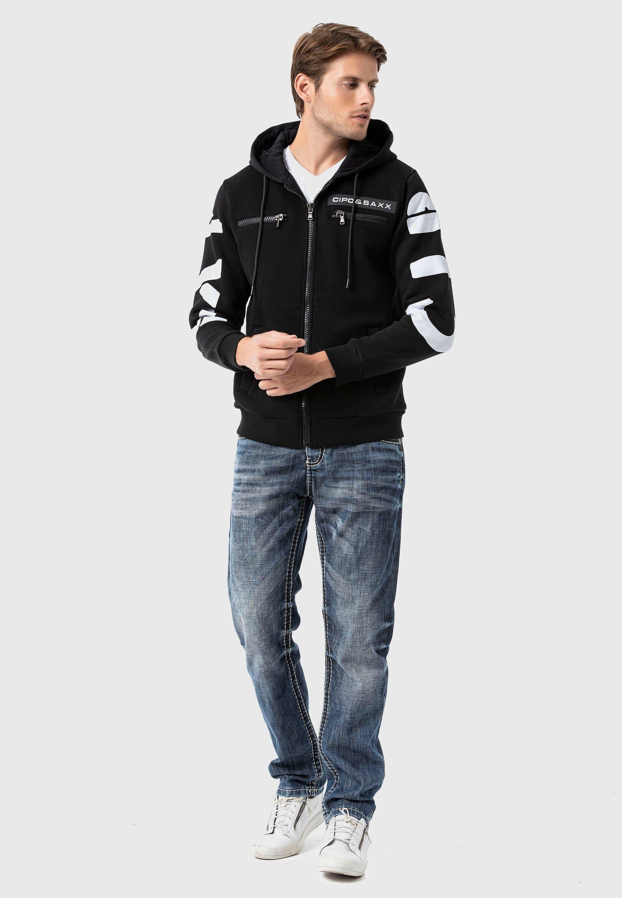 Cipo & Baxx Strickjacke »Sweatjacken« 1 mit Ärmel- und Rückenprint