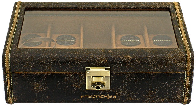 Friedrich23 Uhrenbox »Cubano, 27022-6«, (9 St.), Mittelfach für Uhrenarmbänder, messingfarbenes Schloss, Fangband