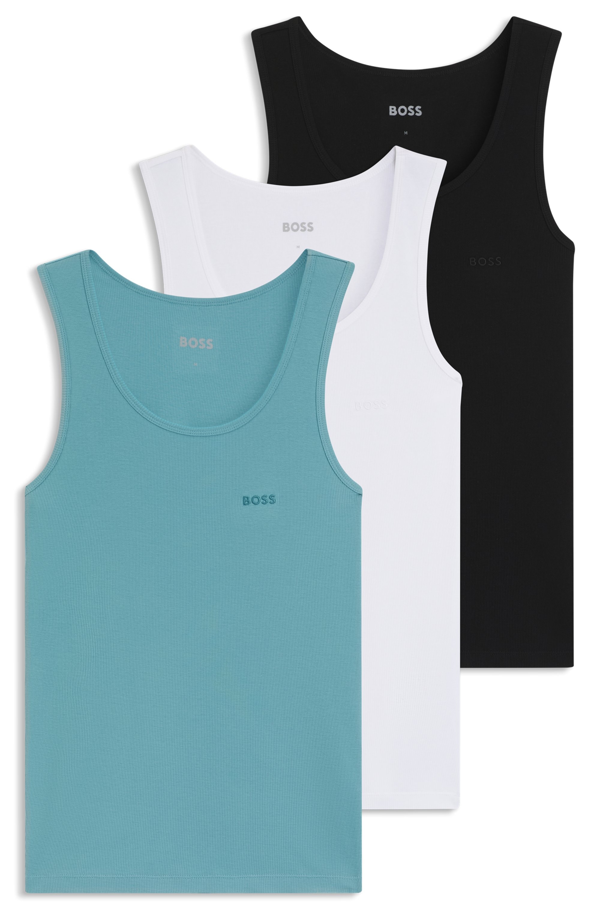 BOSS Tanktop "3P RibClassic BOSS ONE", Ton in Ton Stickerei auf der Brust günstig online kaufen