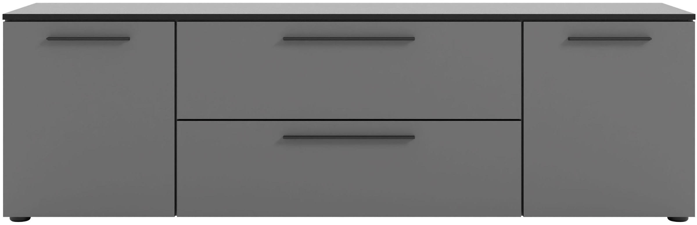 Manjana Möbel Lowboard "Lowboard mit Schwarz matten Metallgriffen" günstig online kaufen