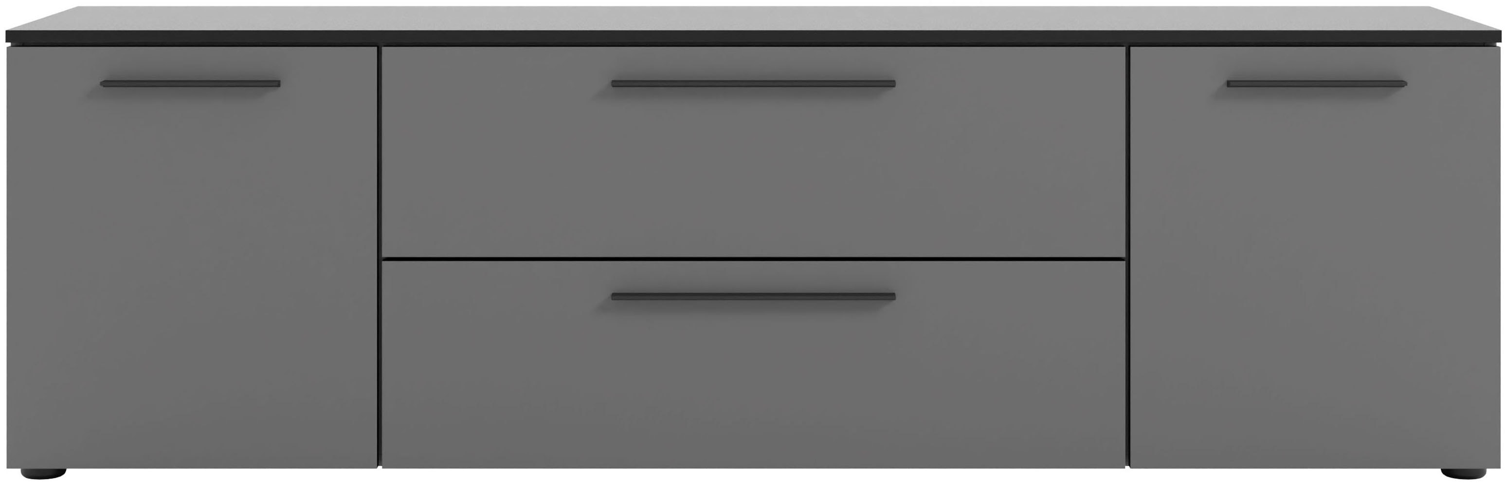 Manjana Möbel Lowboard "mit Schwarz matten Metallgriffen" mit Soft-Close Funktion, in zwei Breiten verfügbar, 180cm oder 225cm