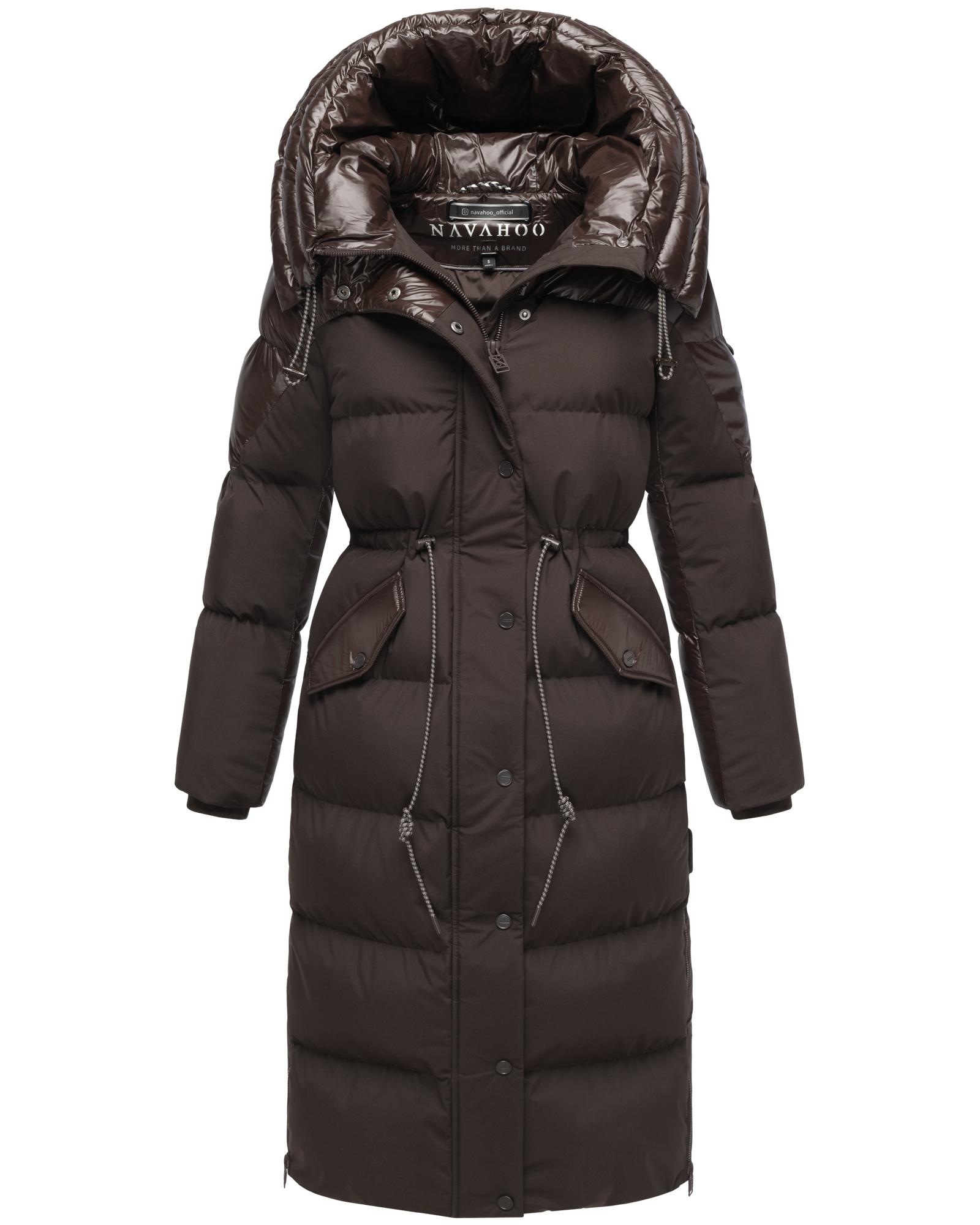 Navahoo Steppmantel »Knusperherz 14«, Langer gesteppter Damen Wintermantel mit Materialmix