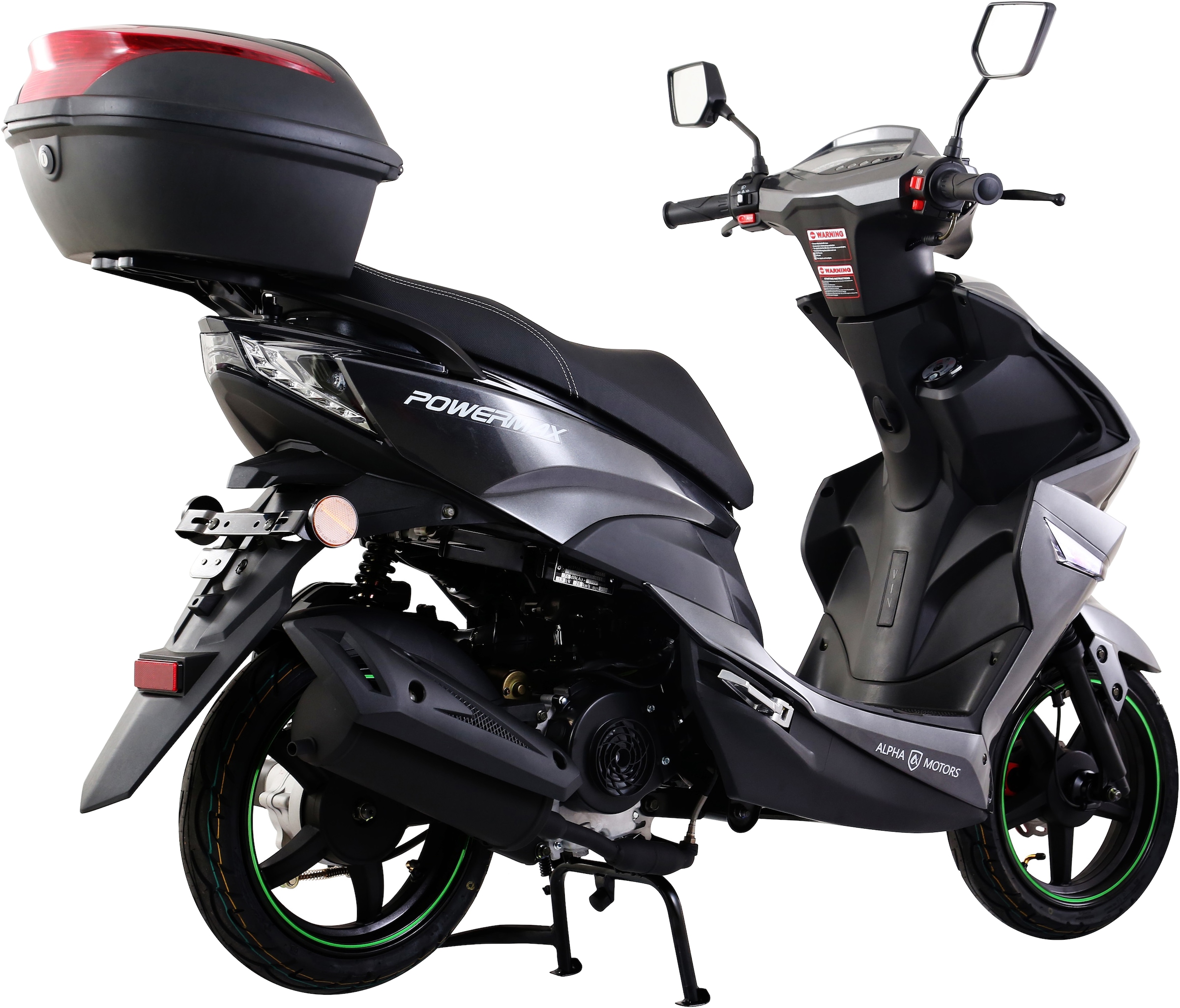 Alpha Motors Mofaroller »Powermax 50 ccm 25 kmh EURO 5 dunkelgrau (mit/ohne Topcase)«, 50 cm³, 25 km/h, Euro 5, 2,6 PS