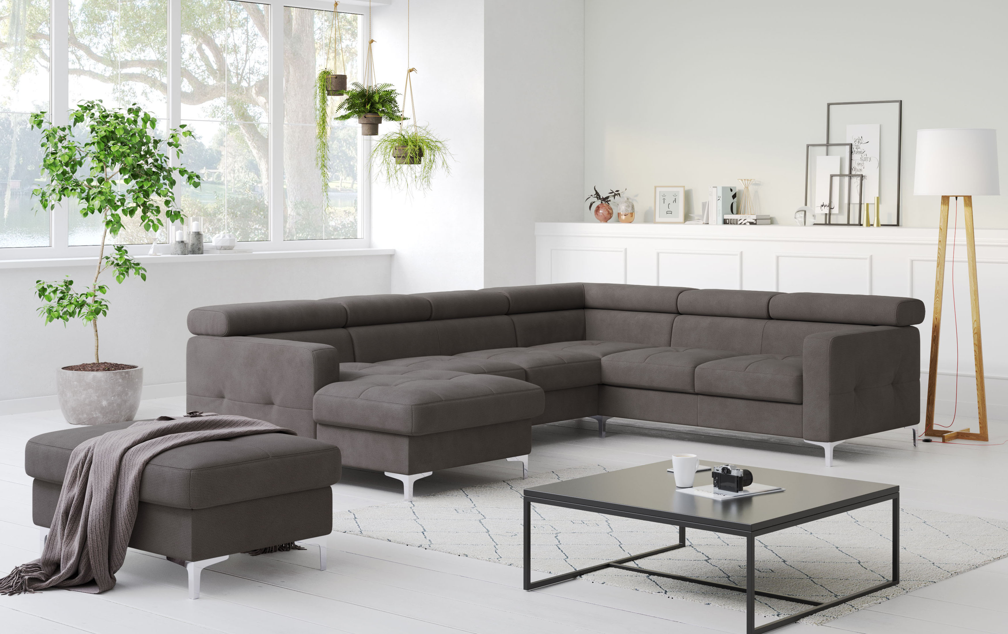 COTTA Wohnlandschaft "Sammy U-Form, B: 304 cm" Kopfteilverstellung, optional Schlaffunktion & Bettkasten