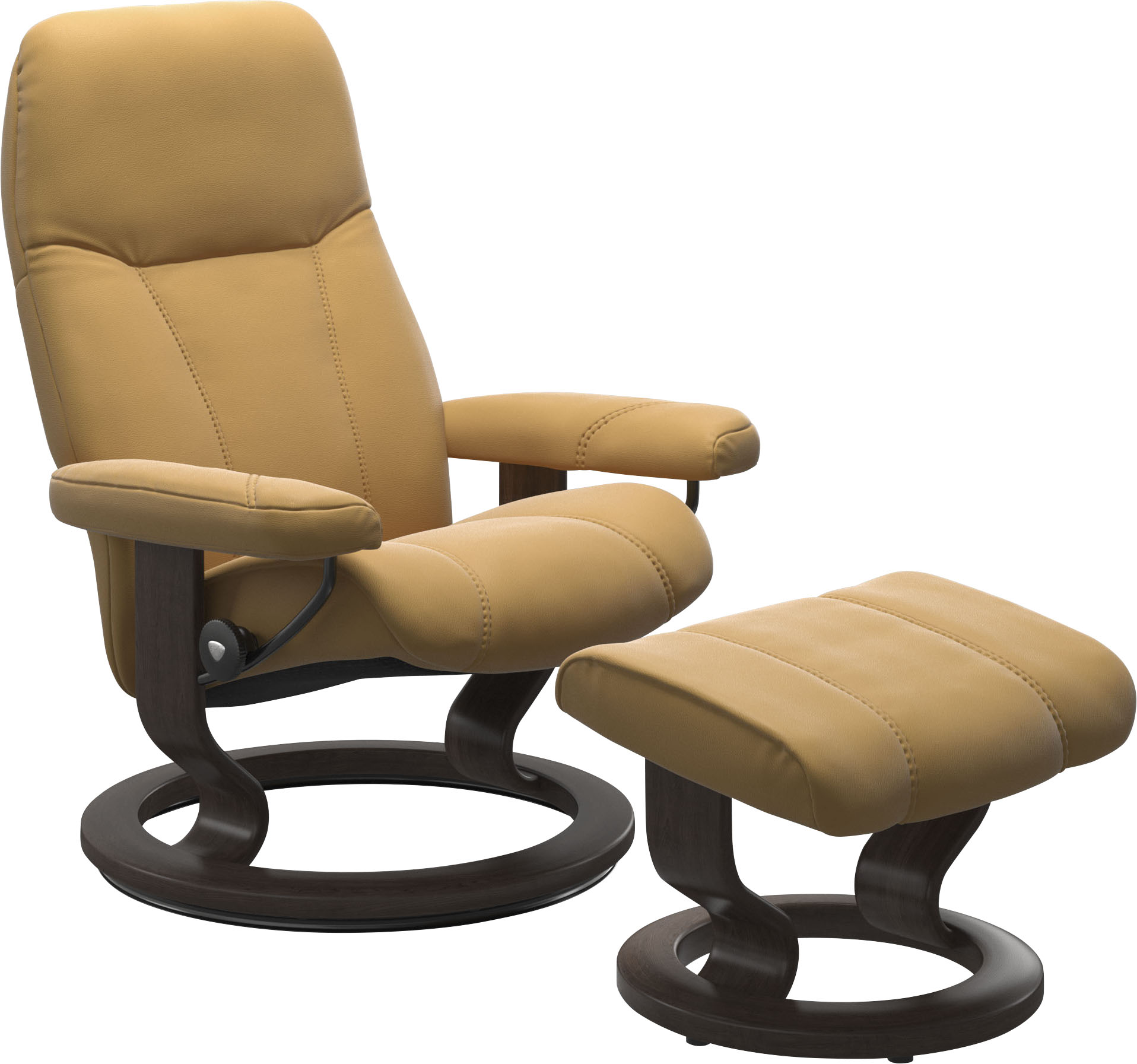Stressless Relaxsessel "Consul" Set, Relaxsessel mit Hocker, mit Hocker, mit Classic Base, Größe M, Gestell Wenge