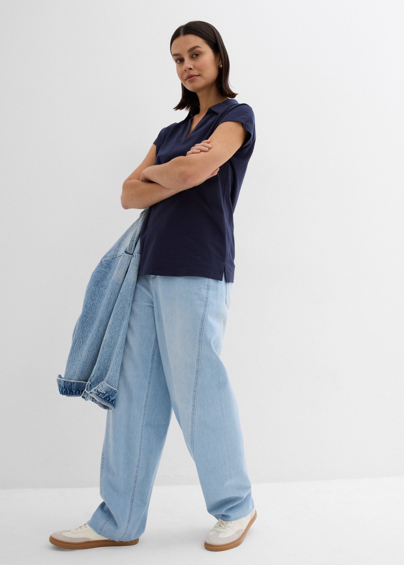 bonprix T-Shirt Regular Fit Passform, Kurzarm, offener Polokragen