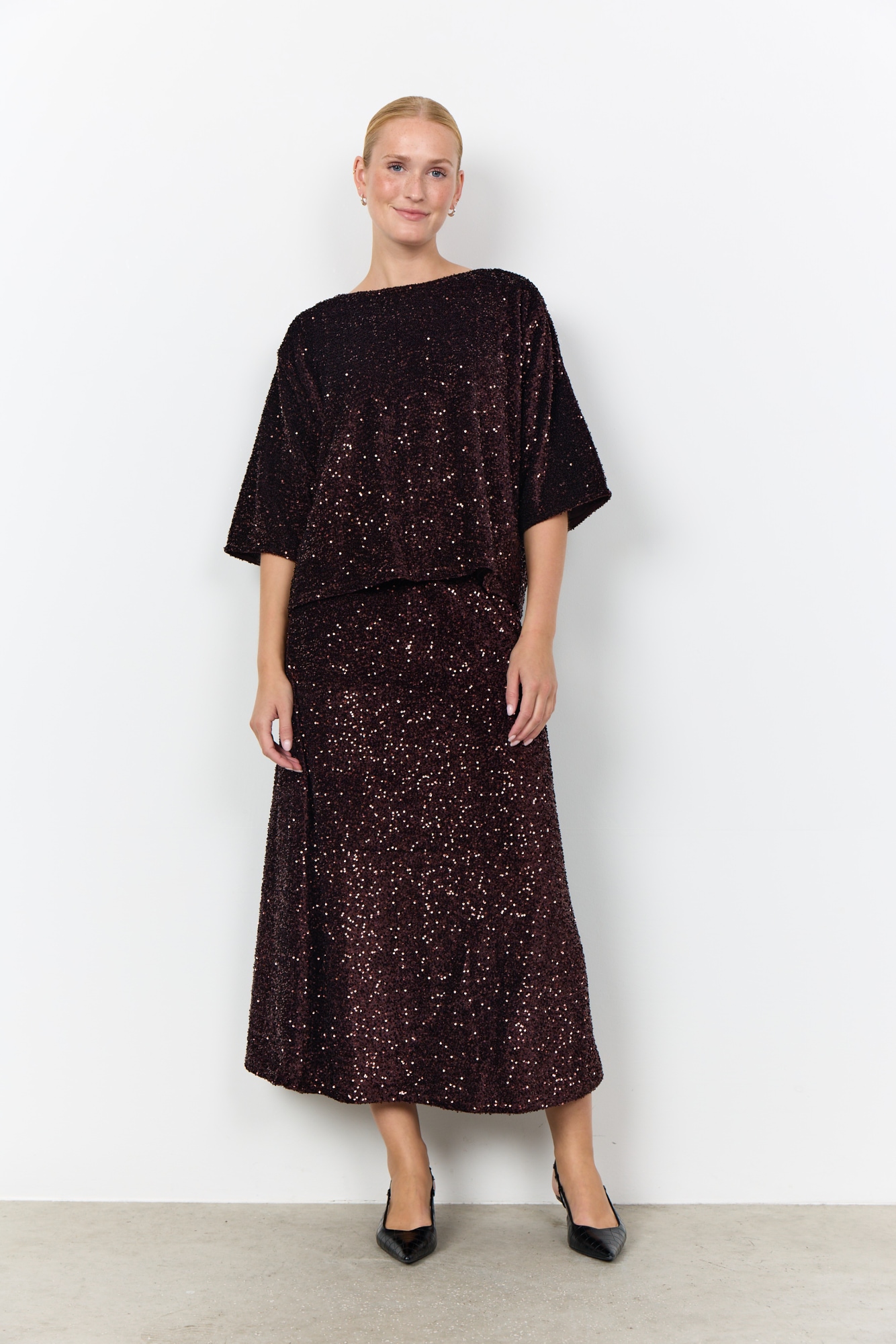 soyaconcept Shirtbluse »SC-JASLEEN 1« Materialmix, Pailletten, mit Stretch