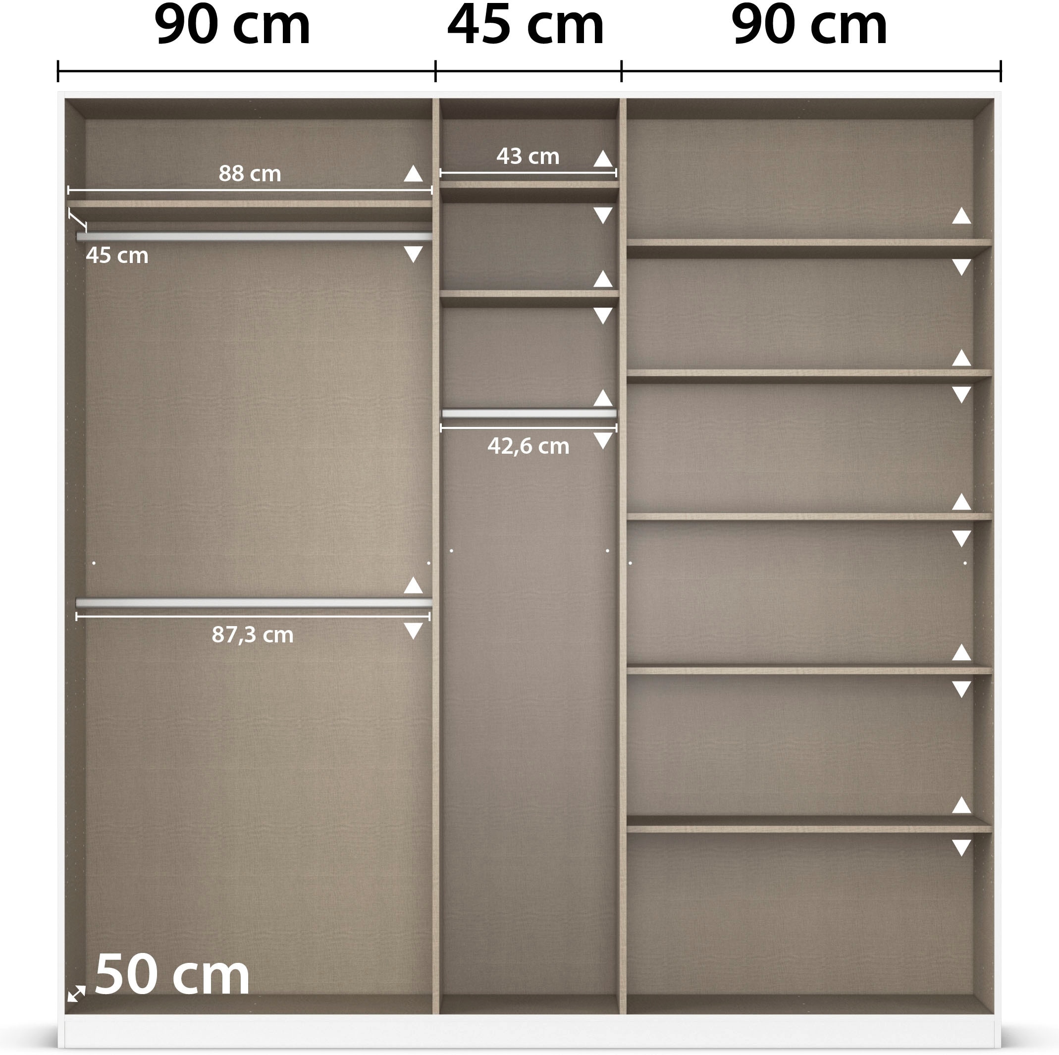 rauch Drehtürenschrank »Kleiderschrank Kleiderschränke Schrank Garderobe AGORDO mit Glasfront«, (in zwei Griff-Farben), durchdachte Innenausstattung, in 6 Breiten und 2 Höhen MADE IN GERMANY