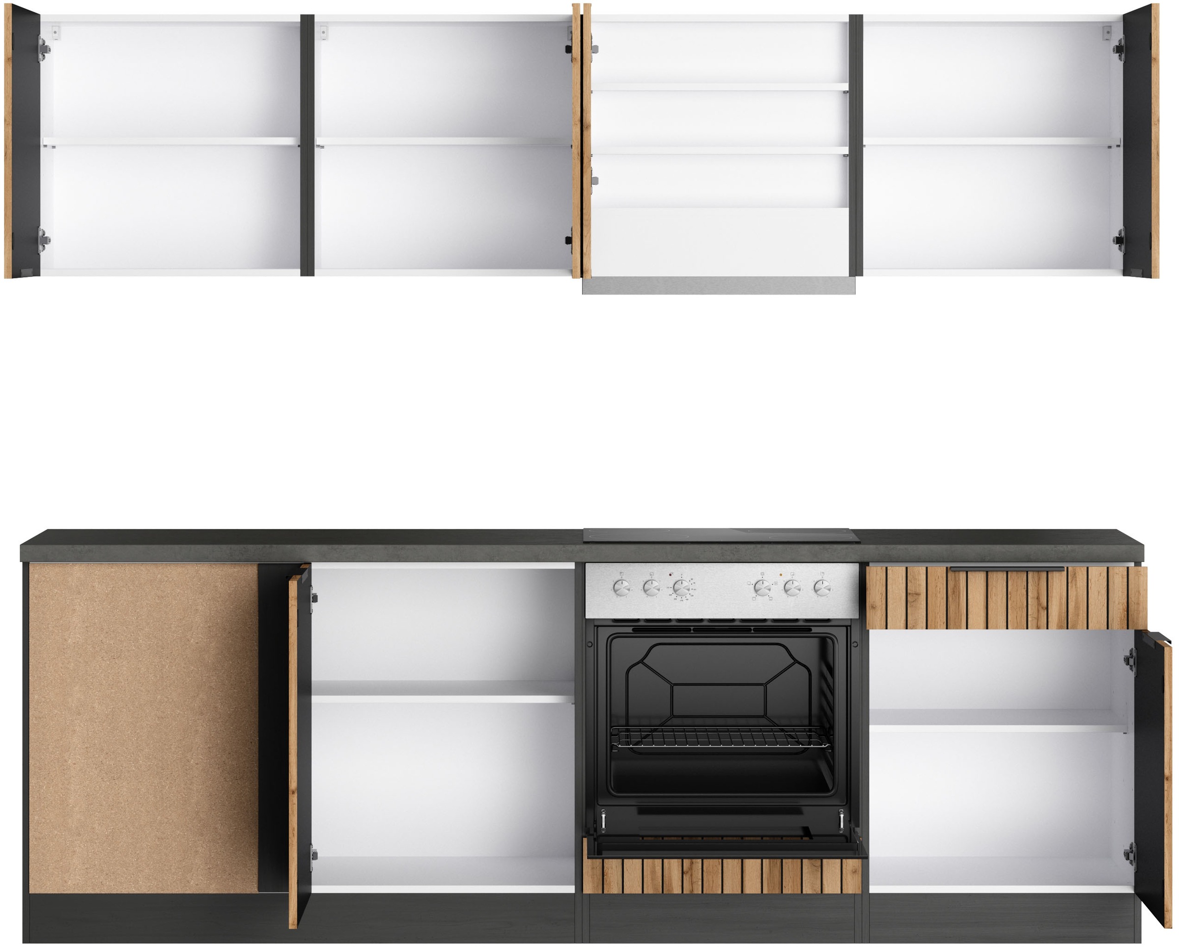 KOCHSTATION Winkelküche »KS-Lagos, Stellbreite 240/240 cm«, wahlweise mit E-Geräten und Spüle edelstahl oder schwarz