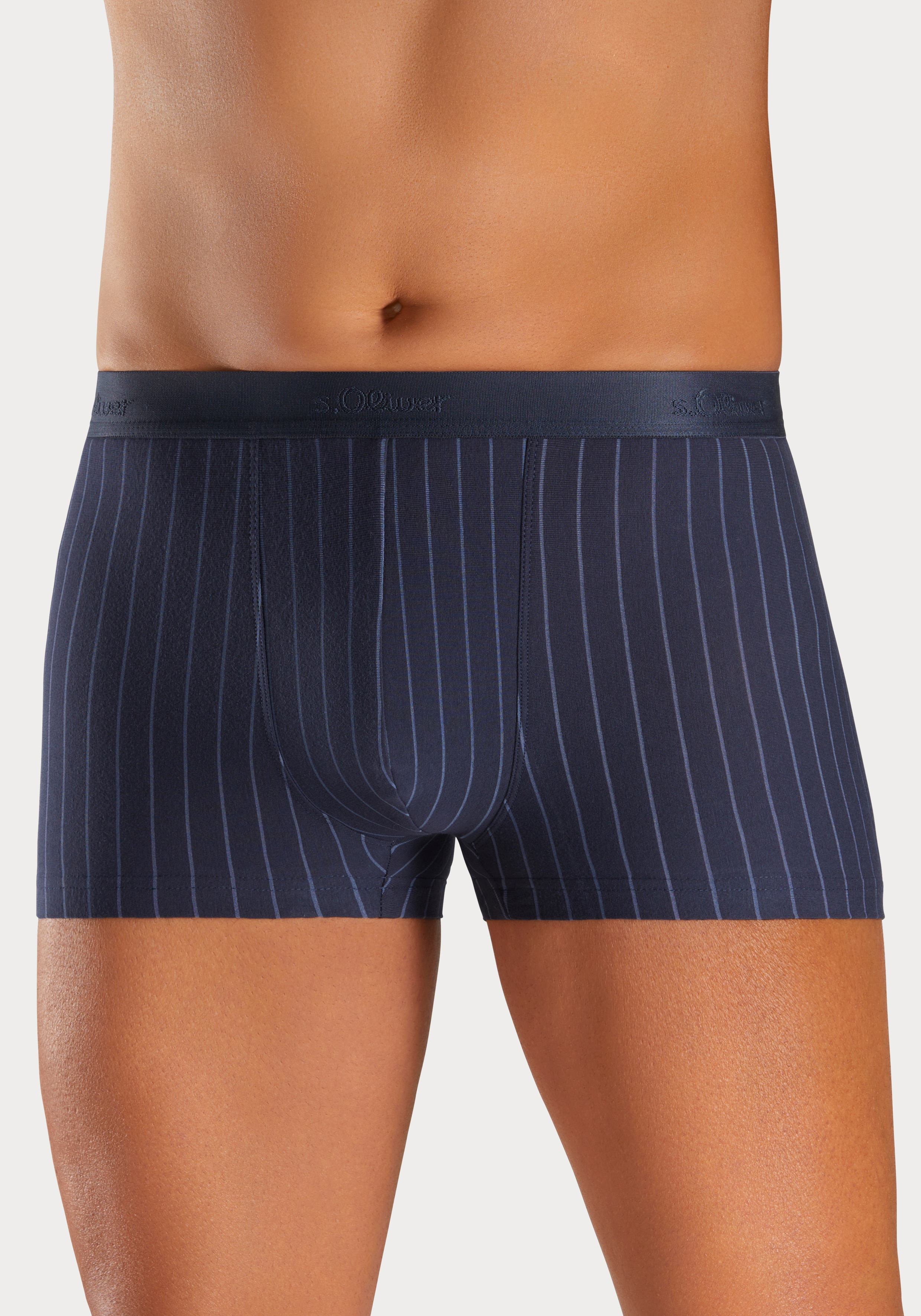 Thumbnail - s.Oliver Boxer "Boxershorts für Herren" Packung, 3 Stk. in Streifen und Uni aus Baumwoll-Mix
