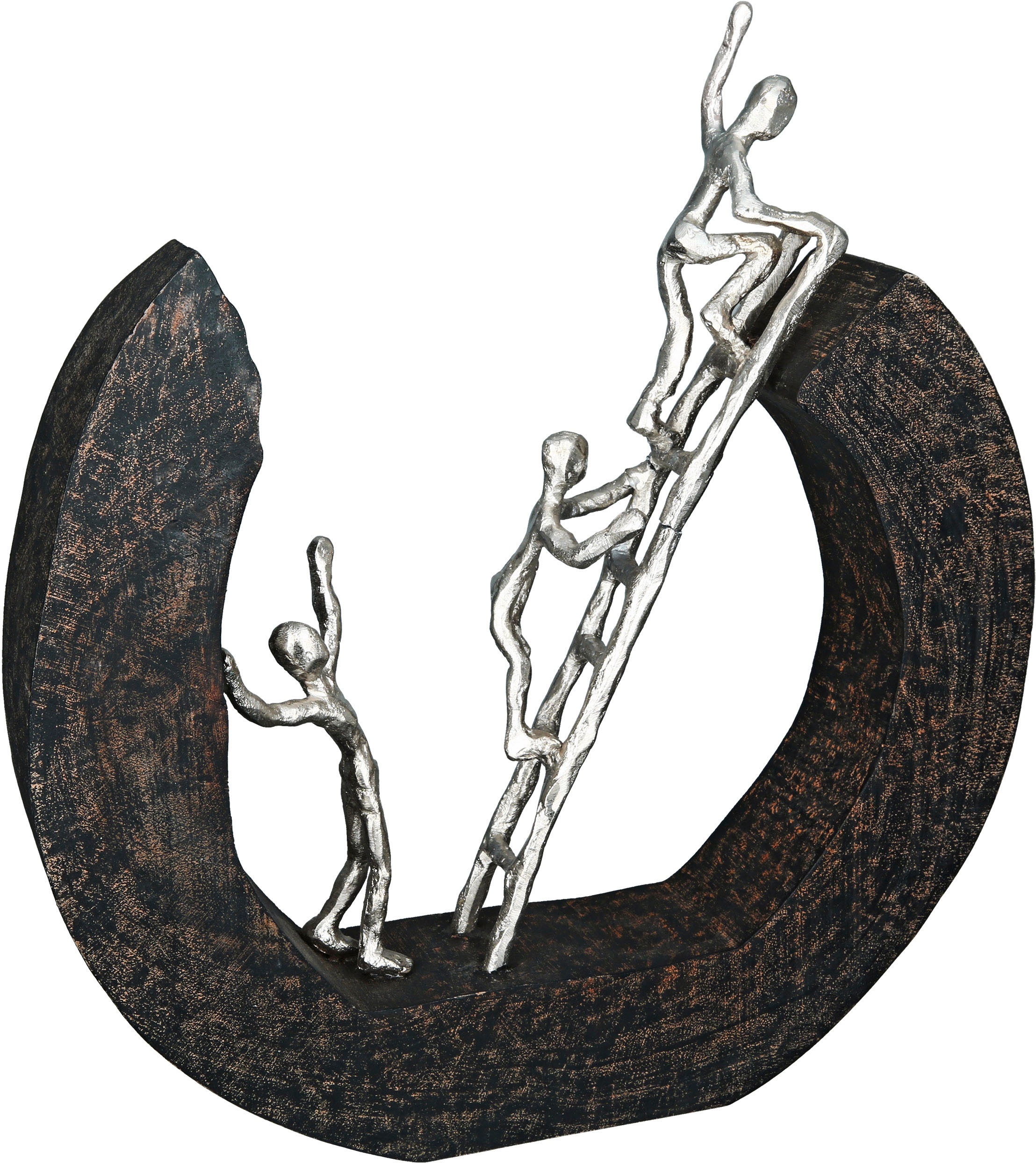 Casablanca by Gilde Dekofigur »Skulptur Dekoobjekt, 32 aus schwarz/silber«, Holz, cm, | bestellen Wohnzimmer & Höhe Metall BAUR Hinauf
