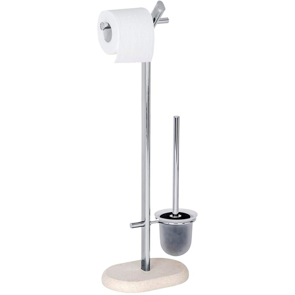 WENKO WC-Garnitur »Puro«, aus Stahl-Polyresin (Kunststein)-Glas, Stand WC-Garnitur