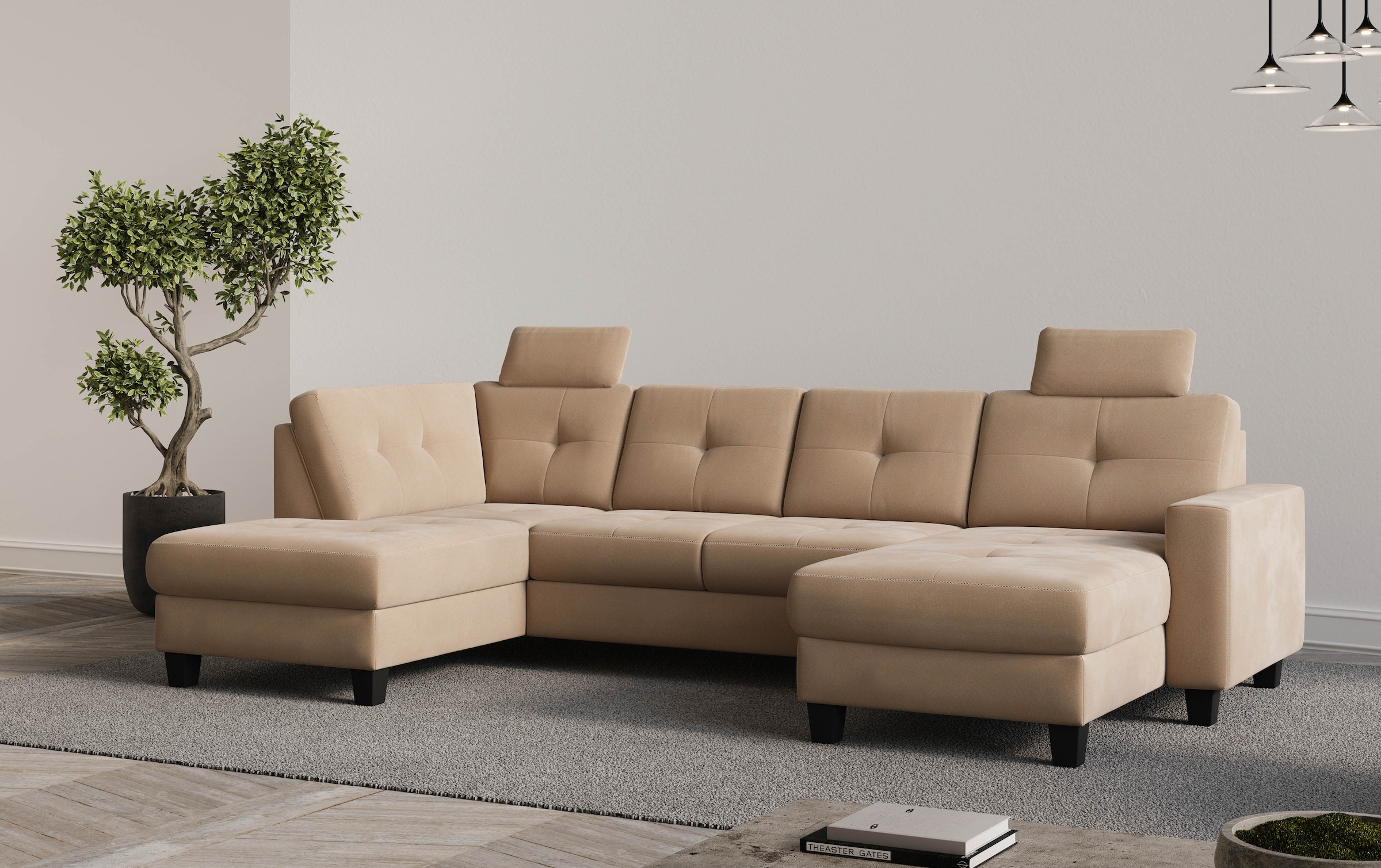 Places of Style Wohnlandschaft "Varese", Kreuznaht in beige günstig online kaufen