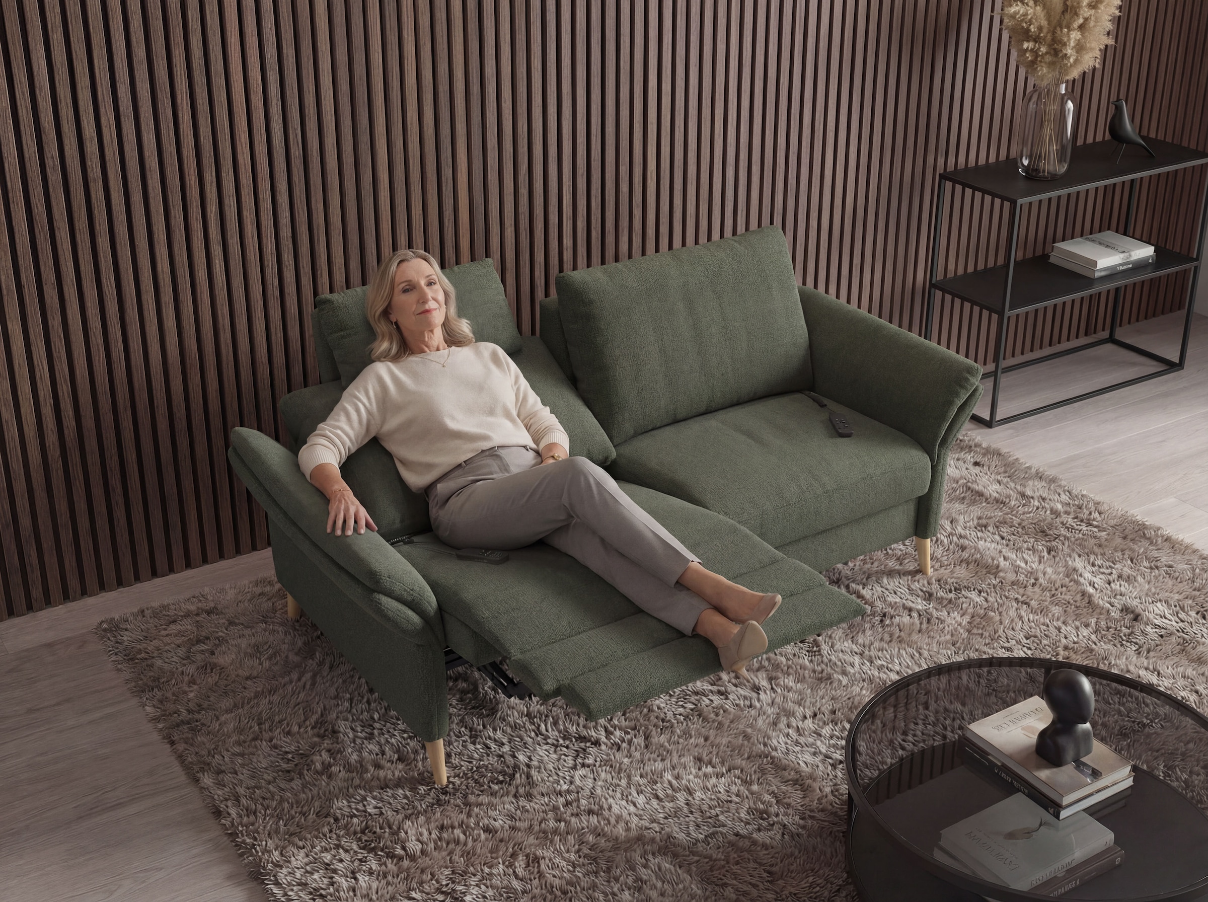 Home affaire 3-Sitzer »Sarsina, pure Entspannung mit Herz-Waage-System im Federkernsitz« Motorische Relaxfunktion, optimale Durchblutung & Kabel-Handschalter