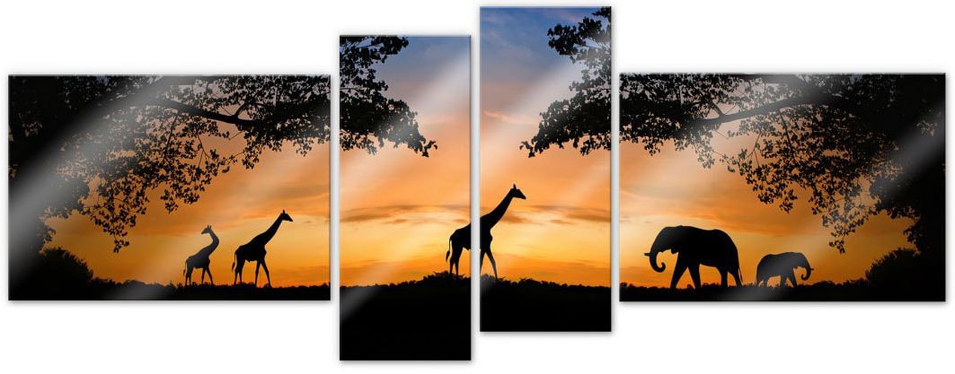Wall-Art Mehrteilige Bilder »Afrikanische Sonne (4-teilig)«, (Set, 4 St.)  kaufen | BAUR