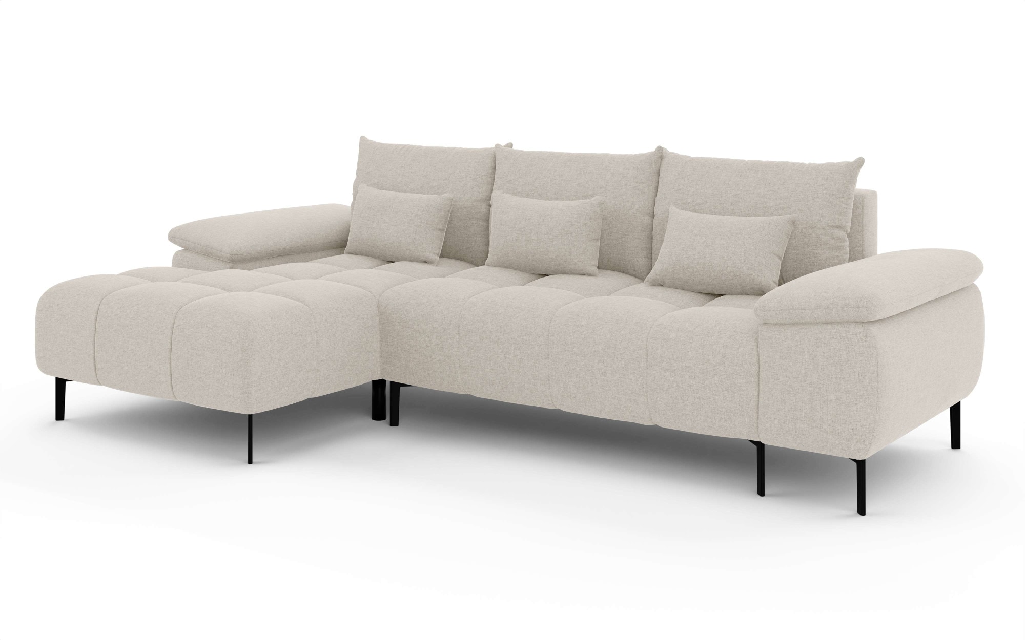 INOSIGN Ecksofa »DROMARA Schlafsofa mit Bettkasten, Maße: B/T/H 277/141/91 cm«, L-Form mit Recamiere rechts/links bestellbar, Wellenunterfederung