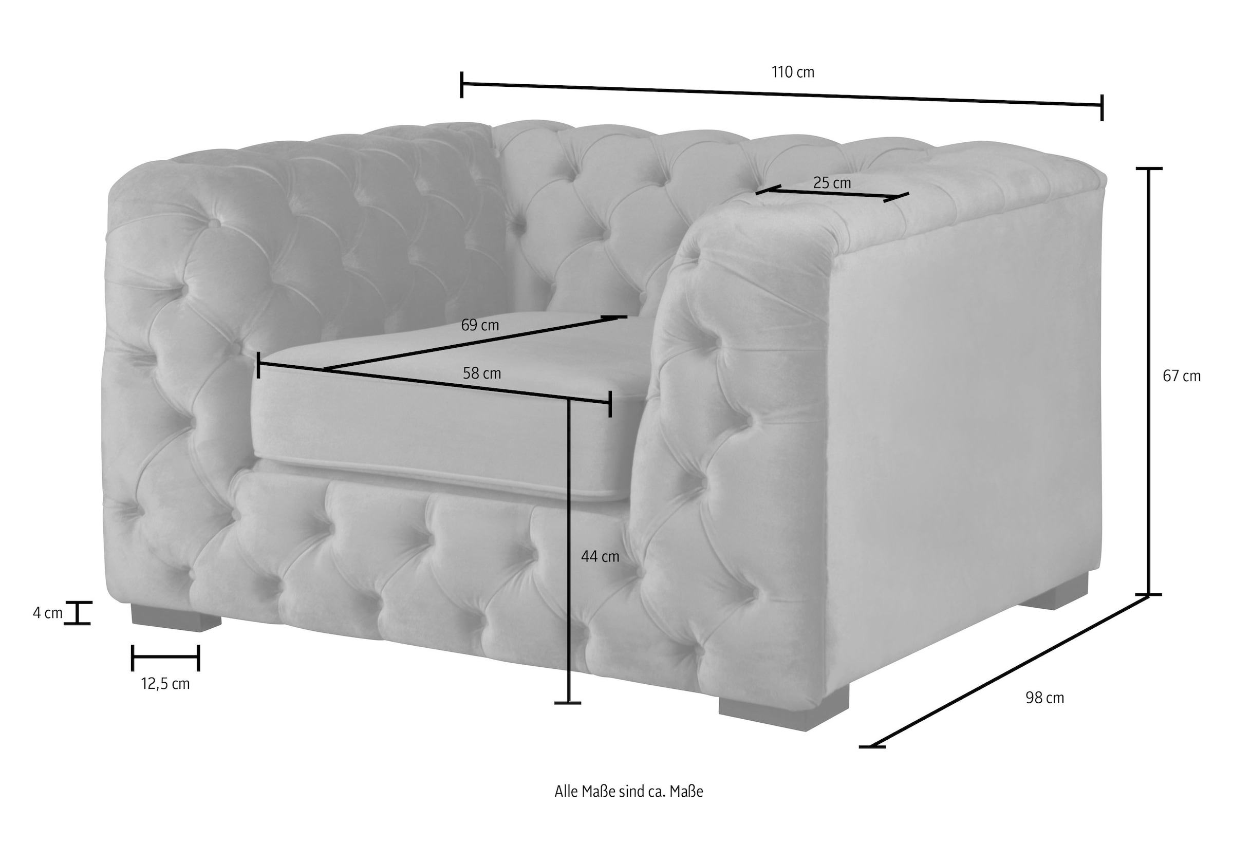Guido Maria Kretschmer Home&Living Chesterfield-Sessel »Kalina Sessel«, mit klassischer Chesterfield-Knopfheftung, sehr hochwertige Qualität