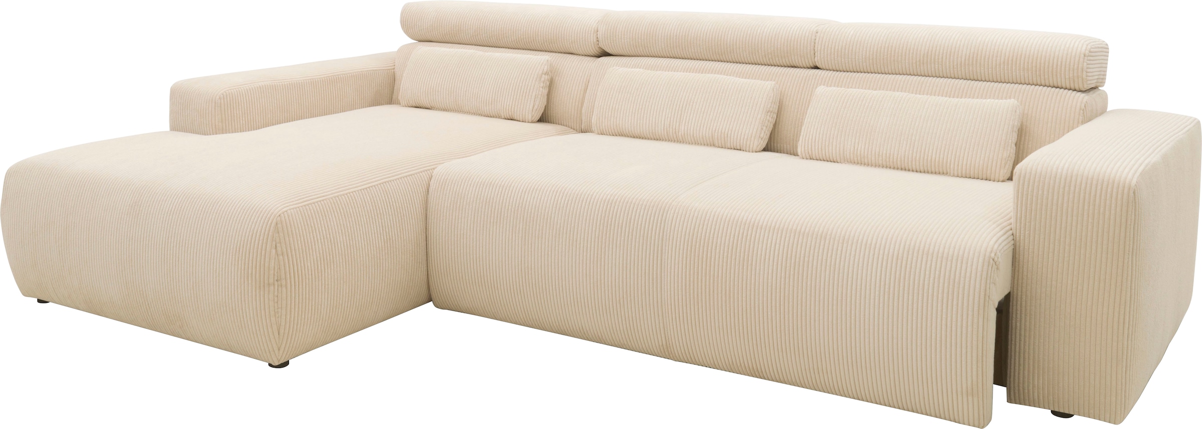 DOMO collection Ecksofa »Brandon große Ausführung B/T/H: 289/177/80 cm, auch in Leder und Cord«, mit Kopfteilverstellung, wahlweise Sitztiefenverstellung, L-Form