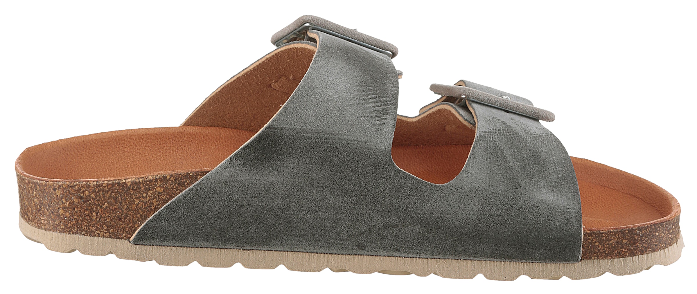 VERBENAS Pantolette »Randell Velour«, Sommerschuh, Schlappen, Hausschuh, Urlaubschuh mit Softfußbett