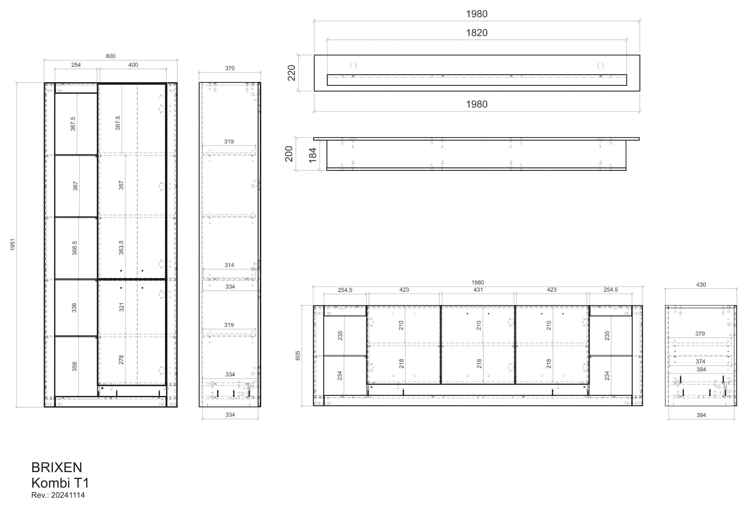 INOSIGN Wohnwand »Brixen, moderne Anbauwand, Wohnzimmer-Set, Eiche Evoke Dekor mit Weiß«, (Set, 3 St.), enthält Stauraumelement, Lowboard und Wandboard