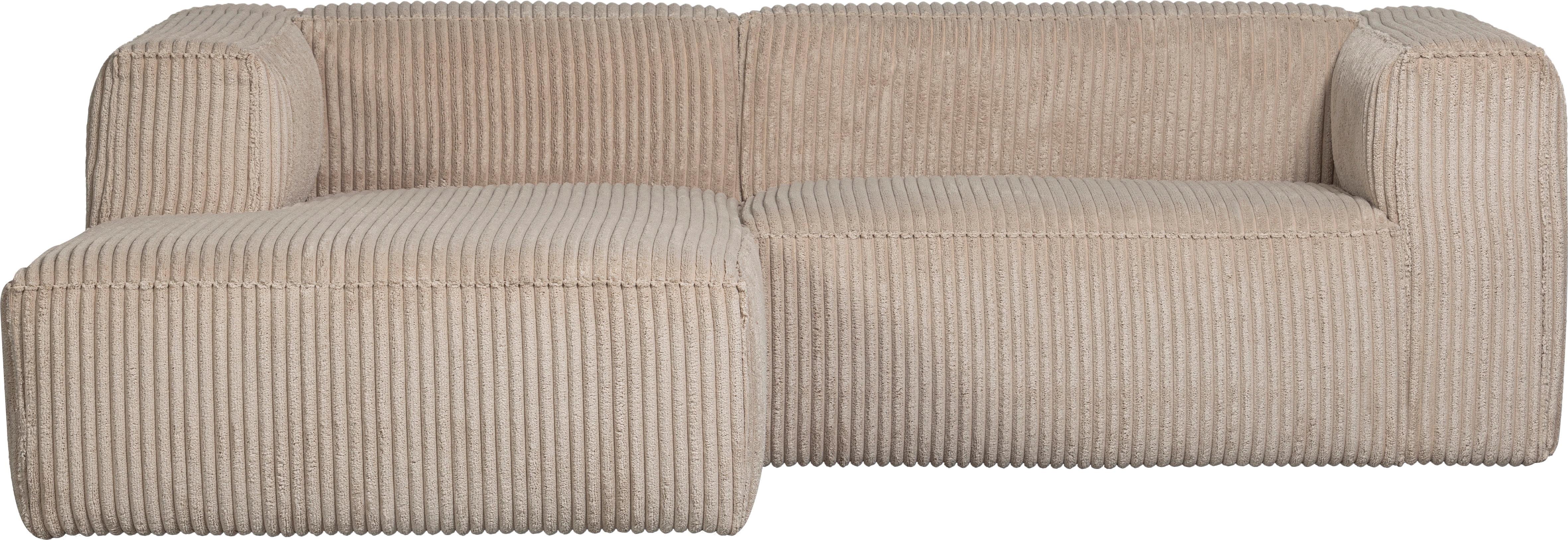 WOOOD Ecksofa "Bean Ripsbezug vollständig bezogen, H 73 x B 254 x T 175 cm" Links, Tragkraft 100 kg pro Sitzplatz, Gute Verschleißfestigkeit