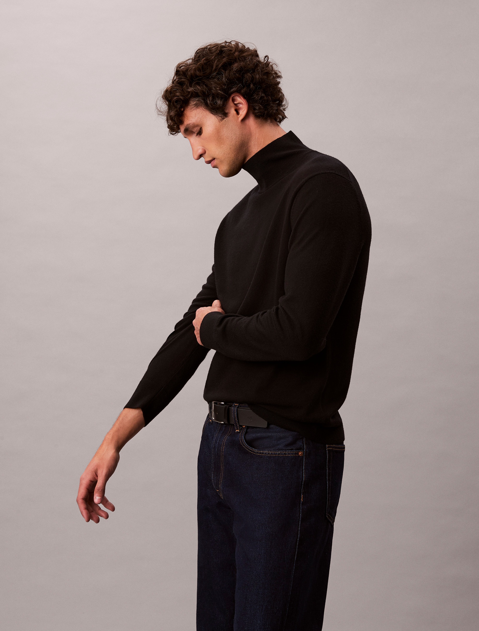 Thumbnail - Calvin Klein Stehkragenpullover "LS MERINO MOCK NECK SWTR 14GG" Mit Rundhalsausschnitt, regular fit