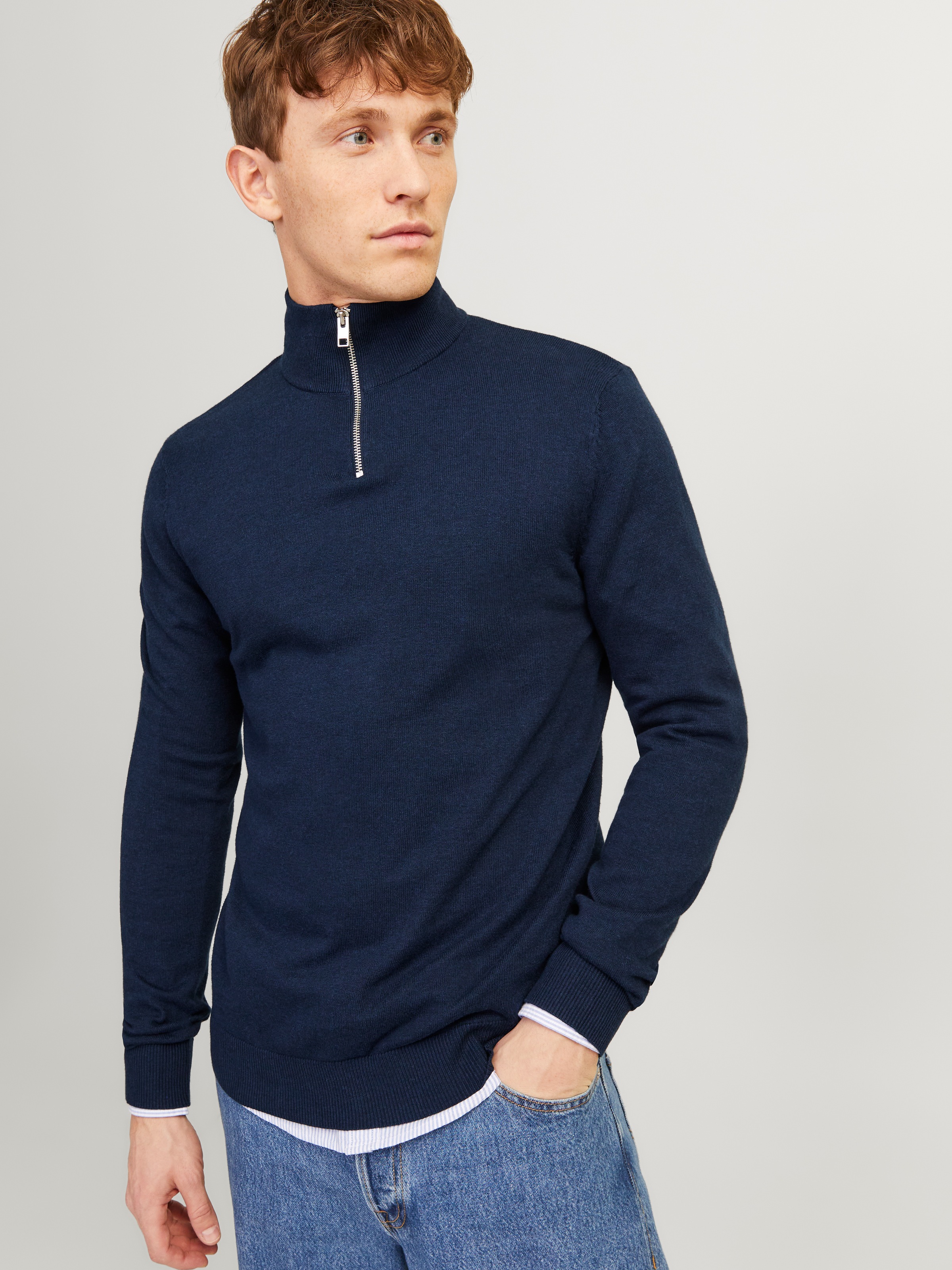 Jack & Jones Strickpullover "EMIL KNIT HALF ZIP" mit kurzem Reißverschluss günstig online kaufen