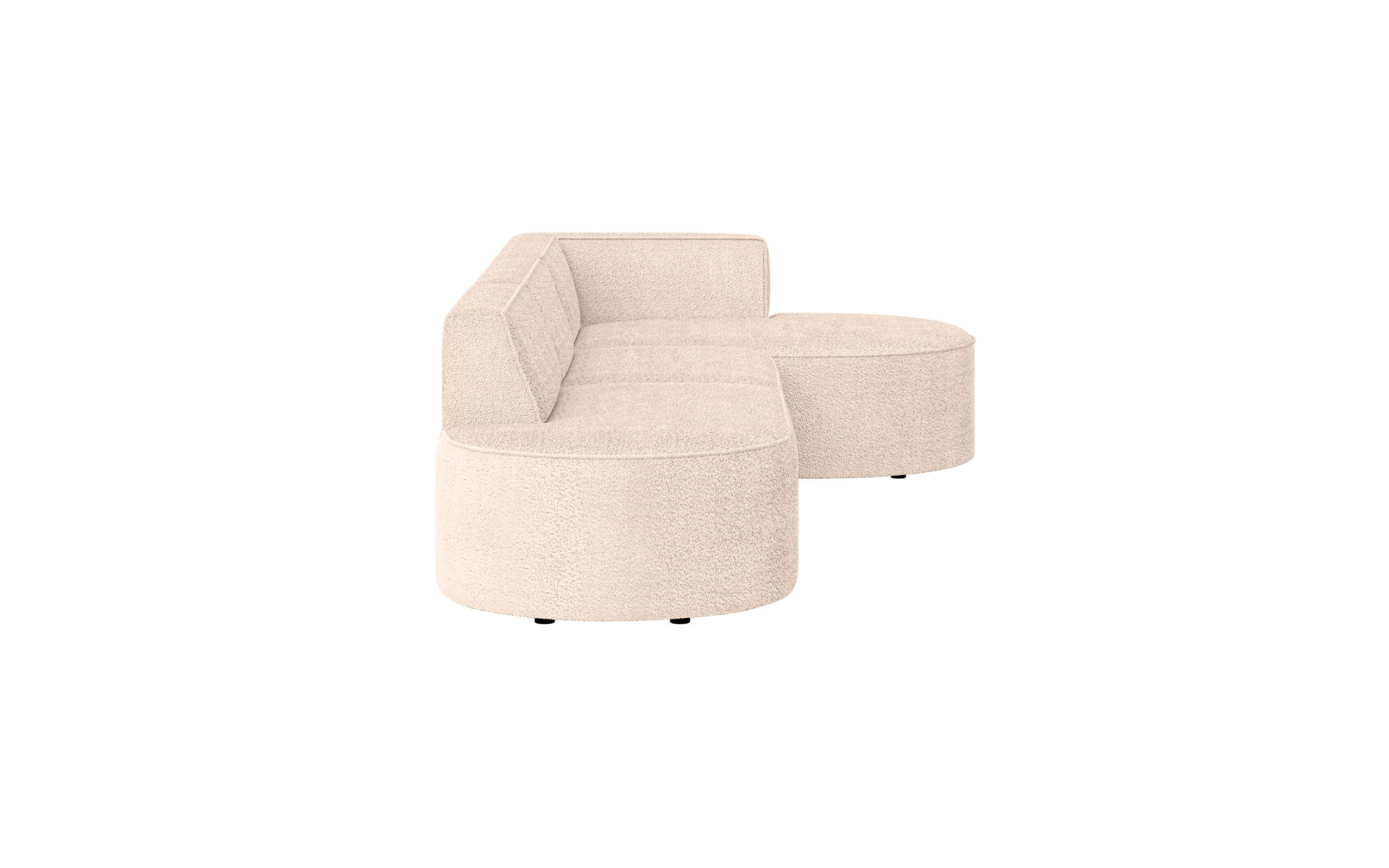 andas Ecksofa »EIVIND Designer Sofa mit Ottomane rechts/links, B/T/H: 343/159/72 cm«, L-Form mit Wellenunterfederung, auch in Feincord und Bouclé