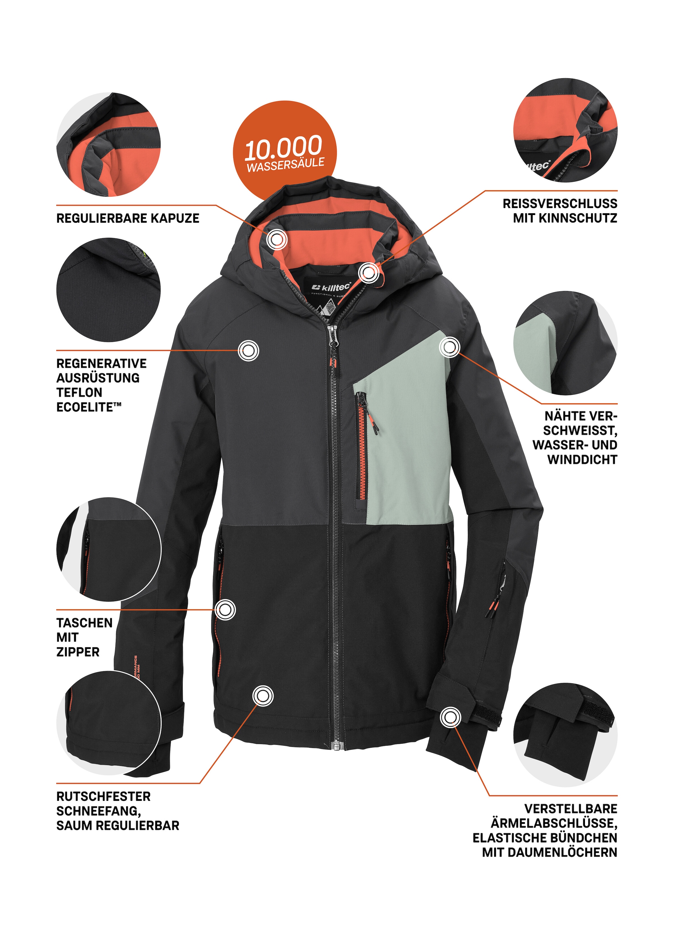 Killtec Skijacke »KSW 206 BYS SKI JCKT« Wind- und wasserdichte Kinderjacke, atmungsaktiv, verstellbar