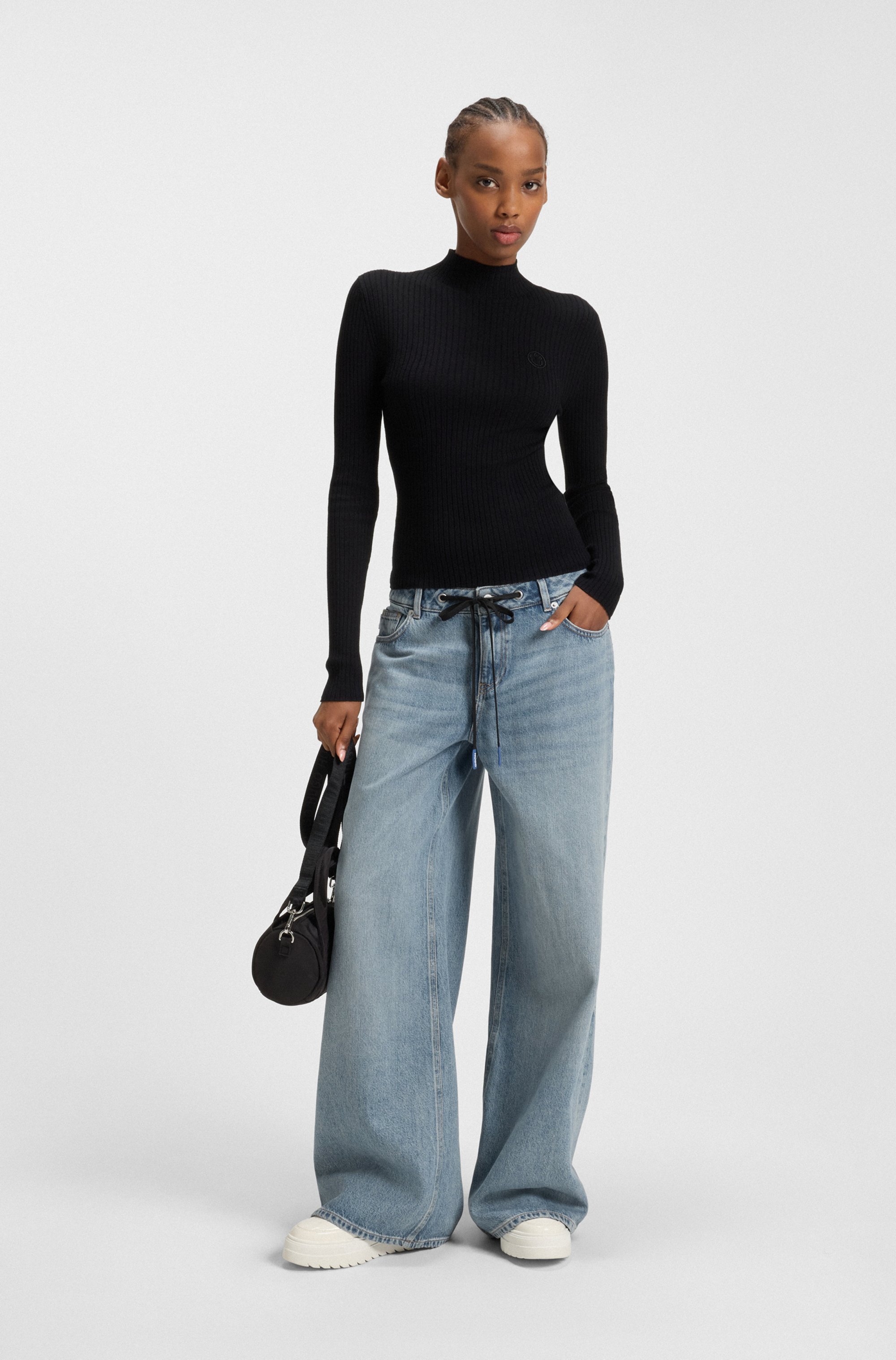 Thumbnail - HUGO Blue Weite Jeans "Gobana" Baggy Jeans mit Kordelzug zum Binden