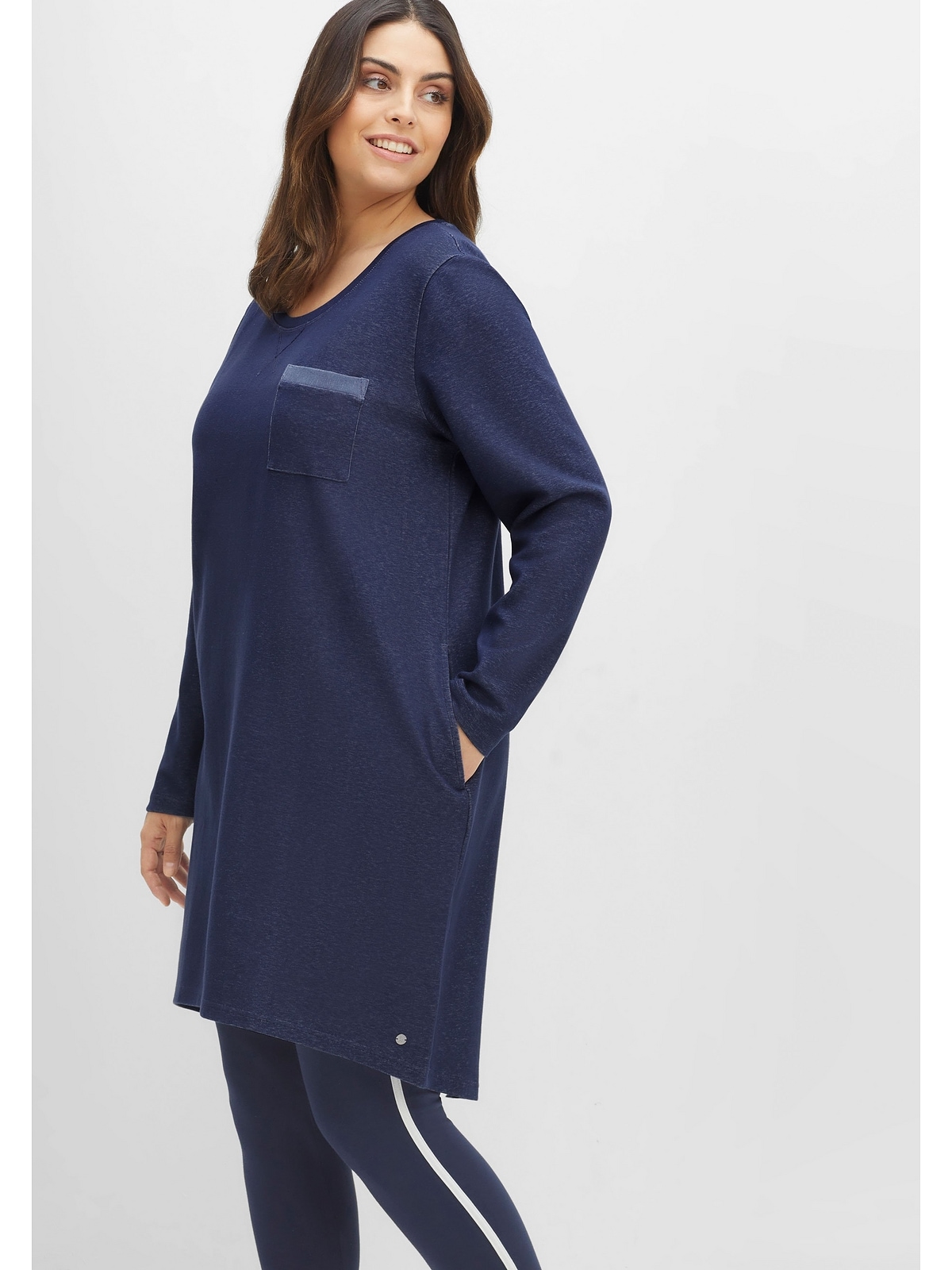 Sheego Sweatkleid »Große | kaufen Baumwolle BAUR online mit aus Eingrifftaschen, Größen«